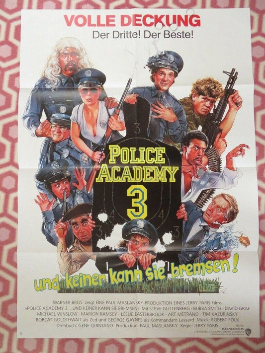 POLICE ACADEMY 3 - BACK IN TRAINING GERMAN A1 (33"x 23") POSTER STEVE GUTTENBERG Movie posters