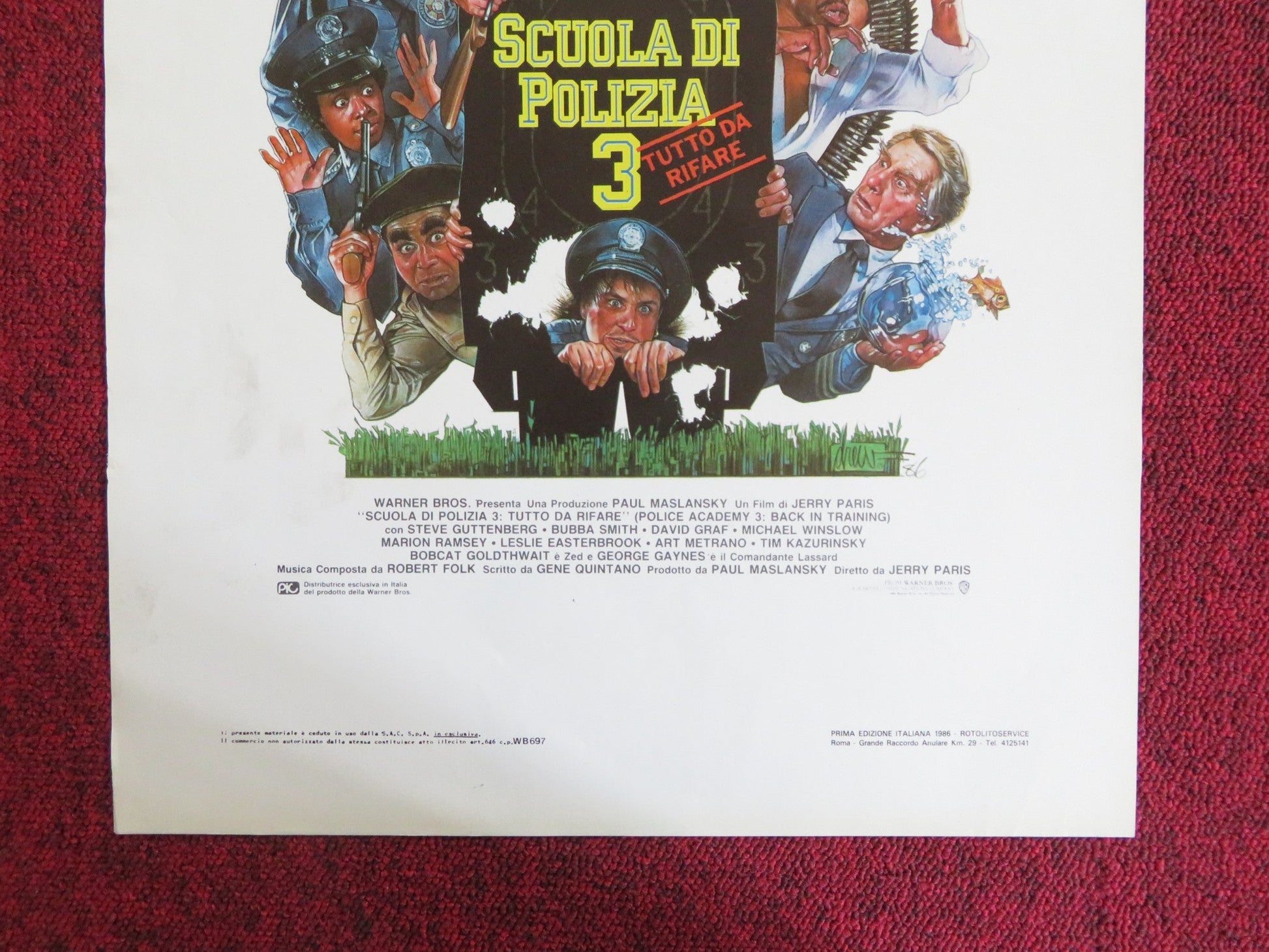 POLICE ACADEMY 3: BACK IN TRAINING ITALIAN LOCANDINA POSTER GUTTENBERG 1986 Rendezvous Cinema Movie posters