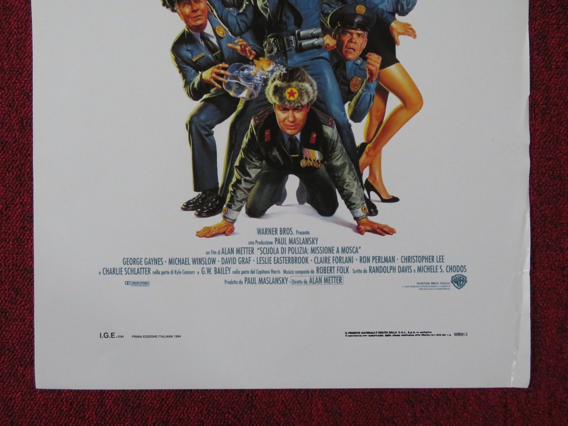 POLICE ACADEMY: MISSION TO MOSCOW ITALIAN LOCANDINA POSTER GEORGE GAYNES 1994 Rendezvous Cinema Movie posters