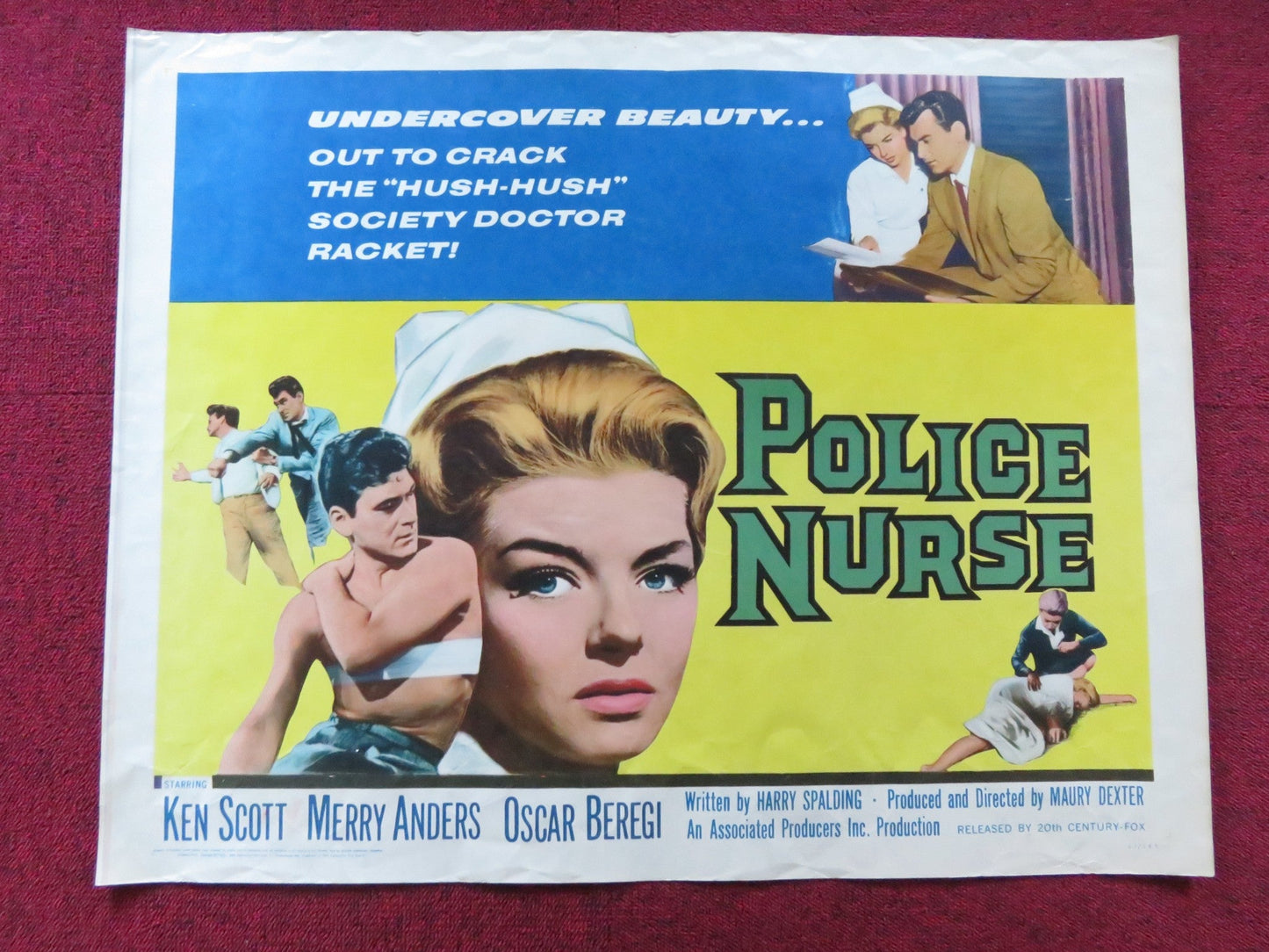 POLICE NURSE HALF SHEET (22"x 28") POSTER KEN SCOTT MERRY ANDERS 1963 Rendezvous Cinema Movie posters
