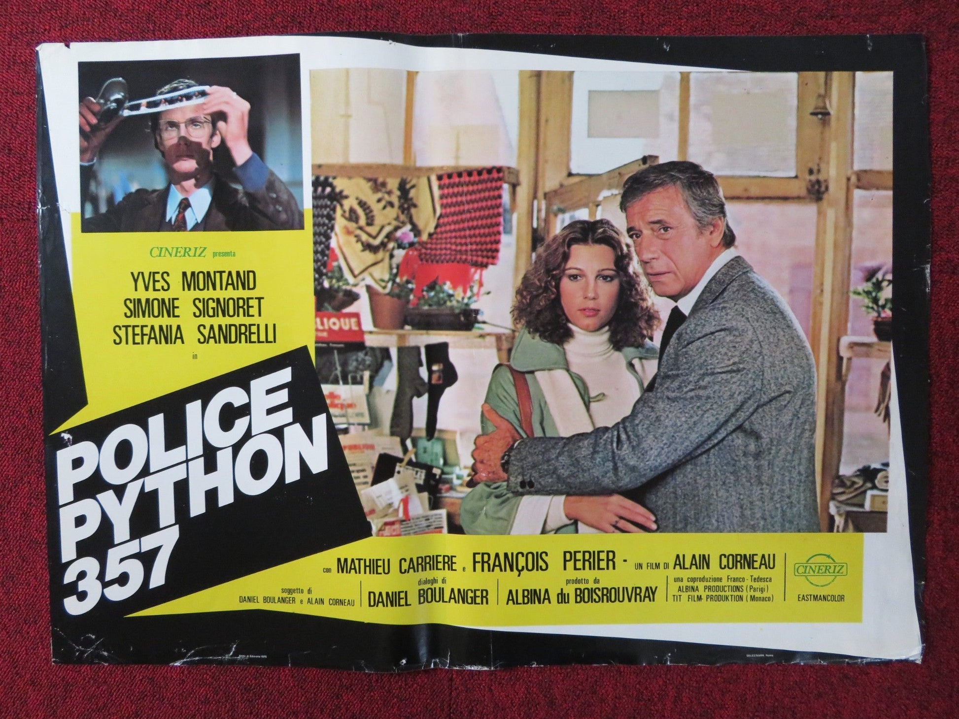 POLICE PYTHON 347 - C ITALIAN FOTOBUSTA POSTER YVES MONTAND SIMONE SIGNORET 1976 Rendezvous Cinema Movie posters