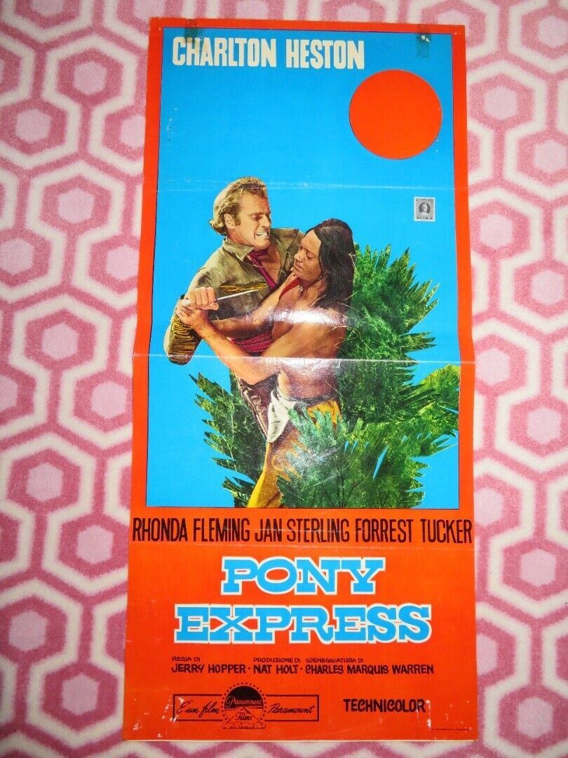 PONY EXPRESS ITALIAN LOCANDINA (27.5"x13") POSTER CHARLTON HESTON 1953 - Rendezvous Cinema