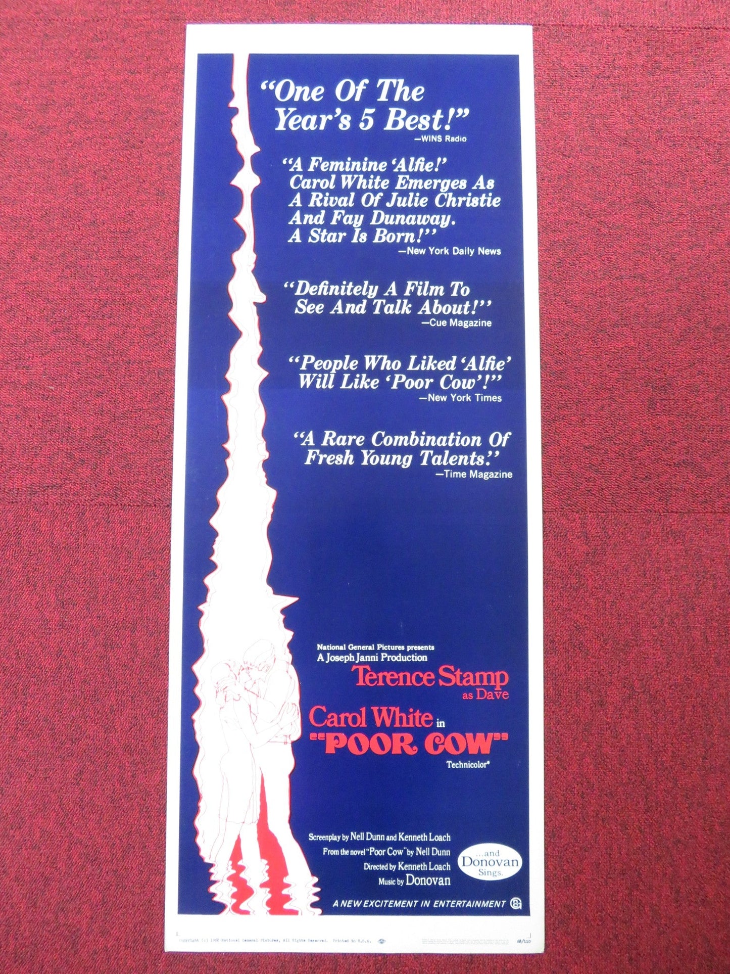 POOR COW US INSERT (14"x 36") POSTER TERENCE STAMP CAROL WHITE 1968 Rendezvous Cinema Movie posters