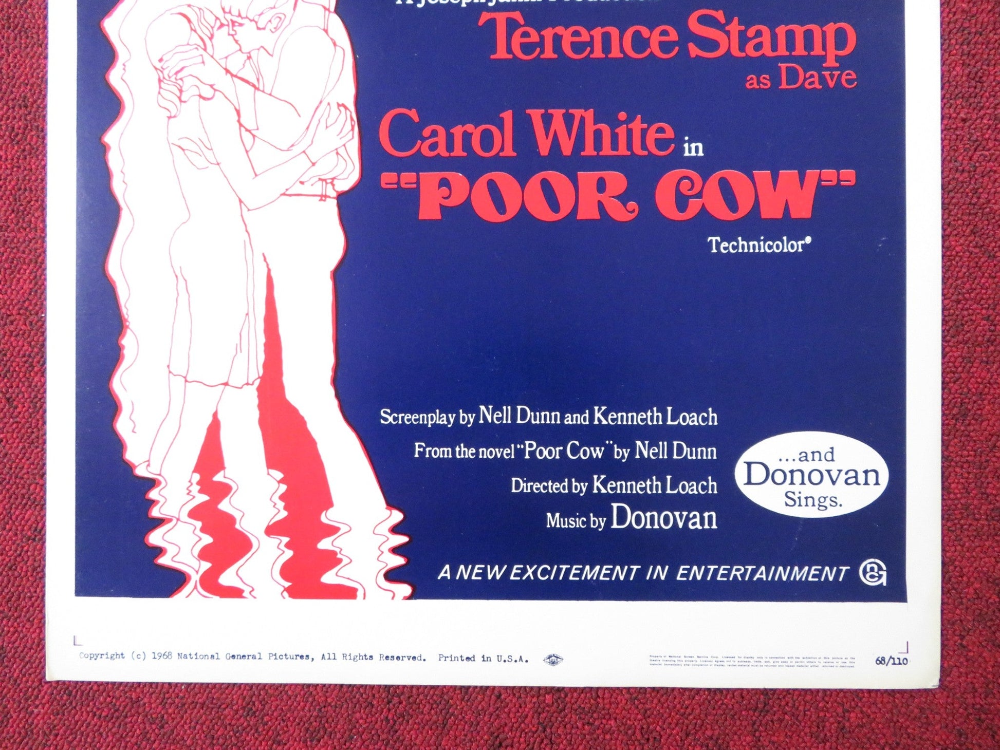 POOR COW US INSERT (14"x 36") POSTER TERENCE STAMP CAROL WHITE 1968 Rendezvous Cinema Movie posters