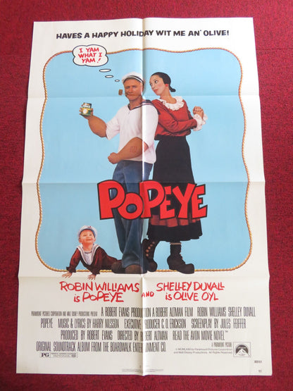 POPEYE FOLDED US ONE SHEET POSTER ROBIN WILLIAMS SHELLEY DUVALL 1980 Rendezvous Cinema Movie posters