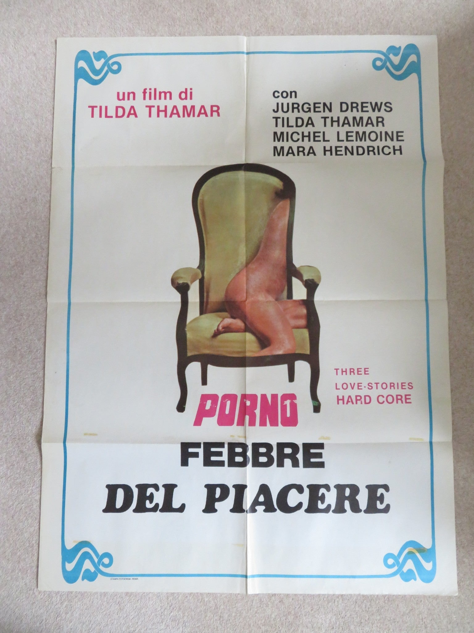 PORNO FEBBRE DEL PIACERE / L'APPEL ITALIAN 2 FOGLIO POSTER TILDA THAMAR 1974 Rendezvous Cinema Movie posters