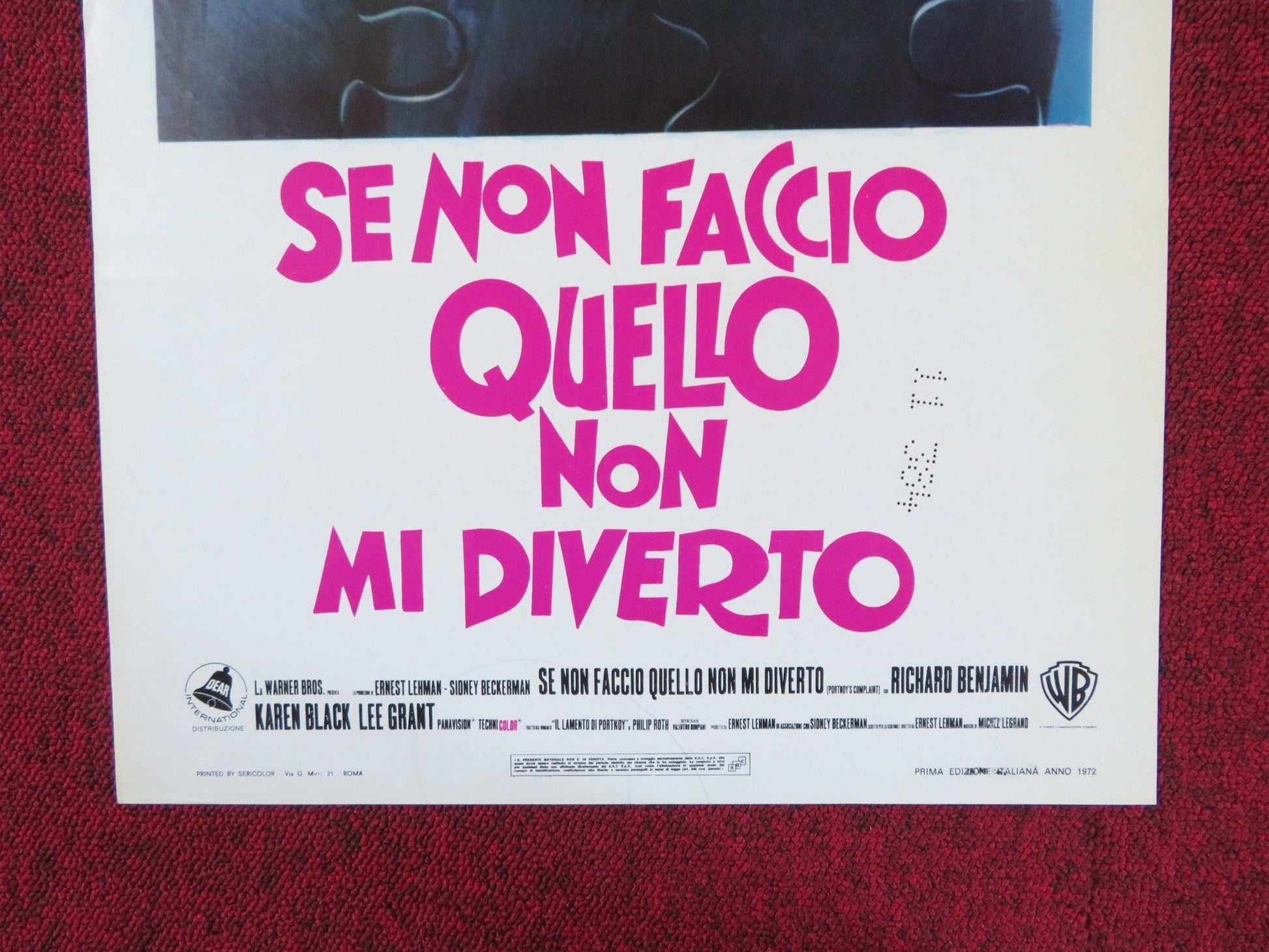 PORTNOY'S COMPLAINT ITALIAN LOCANDINA POSTER RICHARD BENJAMIN KAREN BLACK 1972 Rendezvous Cinema Movie posters