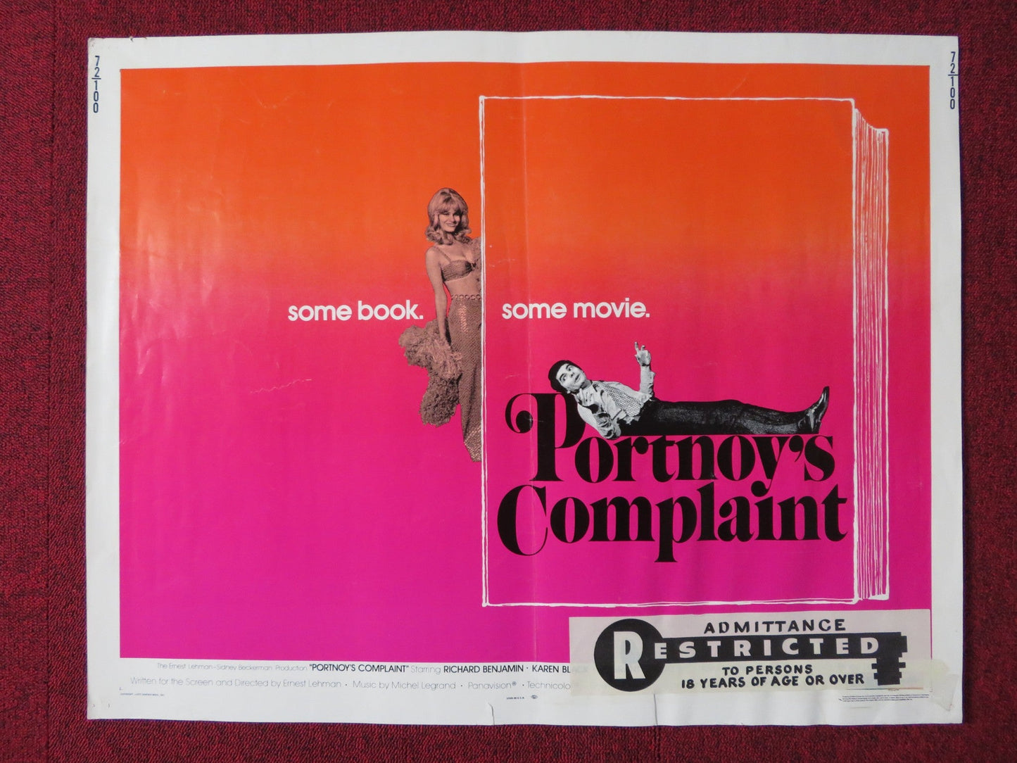 PORTNOY'S COMPLAINT US HALF SHEET (22"x 28") POSTER RICHARD BENJAMIN BLACK 1972 Rendezvous Cinema Movie posters