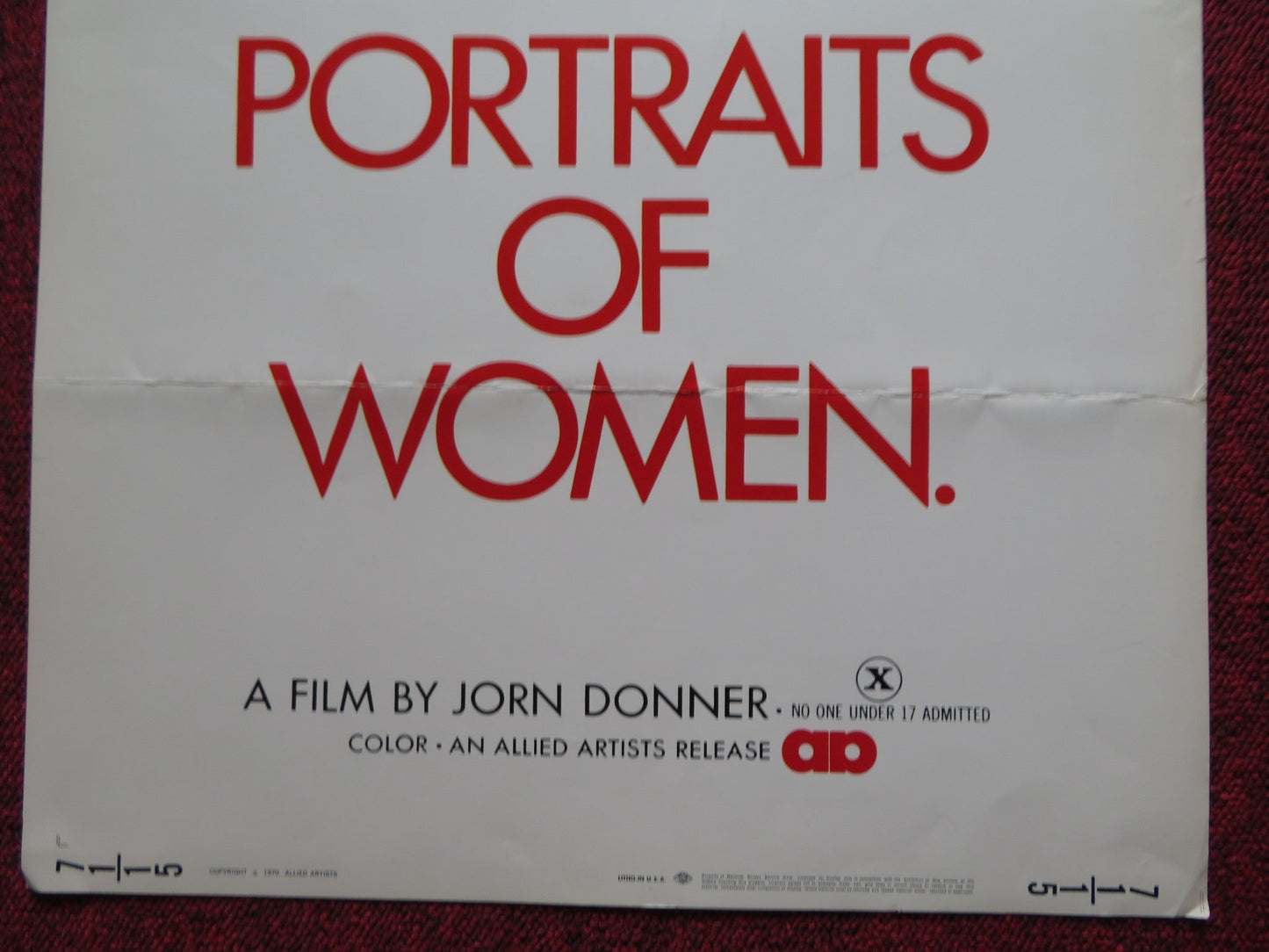 PORTRAITS OF WOMEN US INSERT (14"x 36") POSTER JORN DONNER RITVA VESPA 1970 Rendezvous Cinema Movie posters