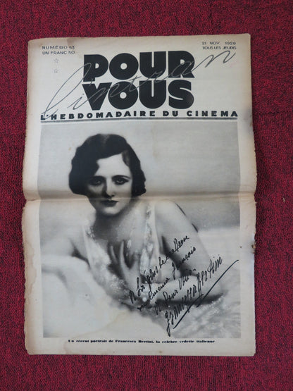 POUR VOUS CINEMA NO. 53 - FRENCH CINEMA + FILM WEEKLY NEWSPAPER GRETA GARBO 1929 Rendezvous Cinema Movie posters