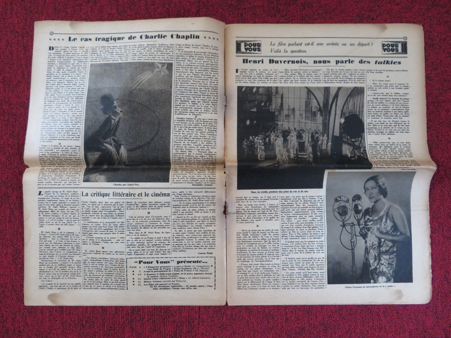 POUR VOUS CINEMA NO. 53 - FRENCH CINEMA + FILM WEEKLY NEWSPAPER GRETA GARBO 1929 Rendezvous Cinema Movie posters