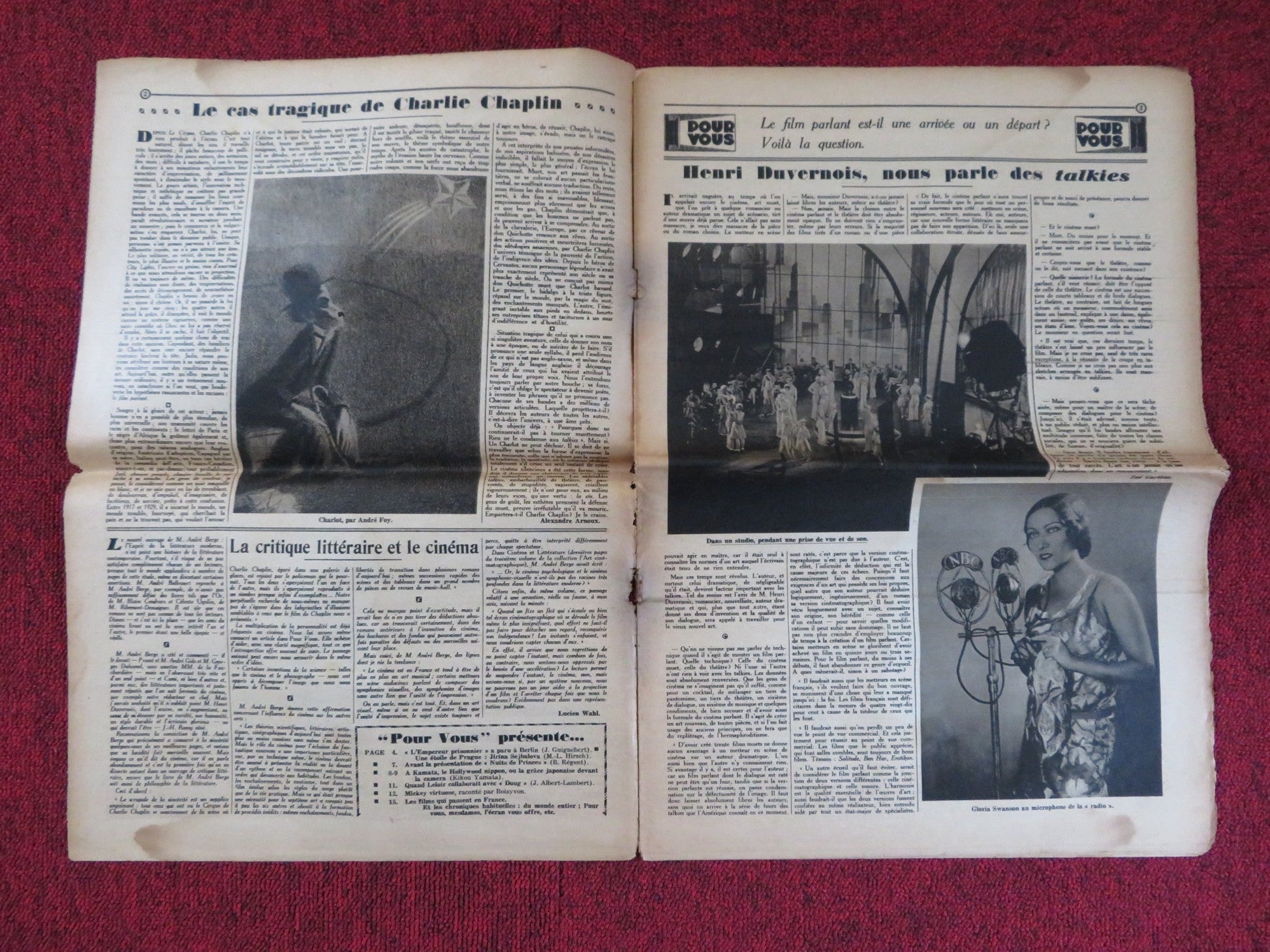 POUR VOUS CINEMA NO. 53 - FRENCH CINEMA + FILM WEEKLY NEWSPAPER GRETA GARBO 1929 Rendezvous Cinema Movie posters