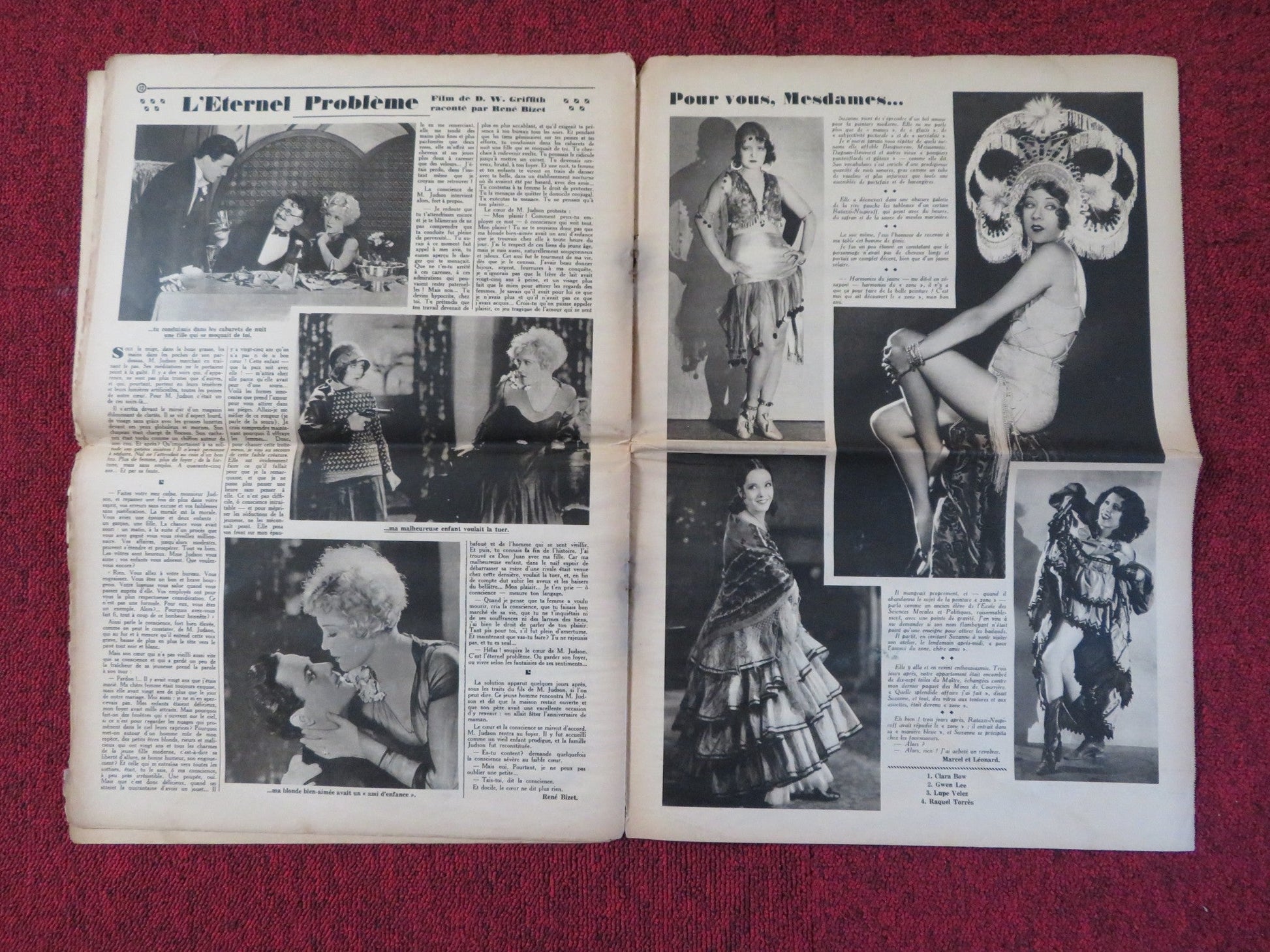 POUR VOUS CINEMA NO. 54 - FRENCH CINEMA + FILM WEEKLY NEWSPAPER DITA PARLO 1929 Rendezvous Cinema Movie posters