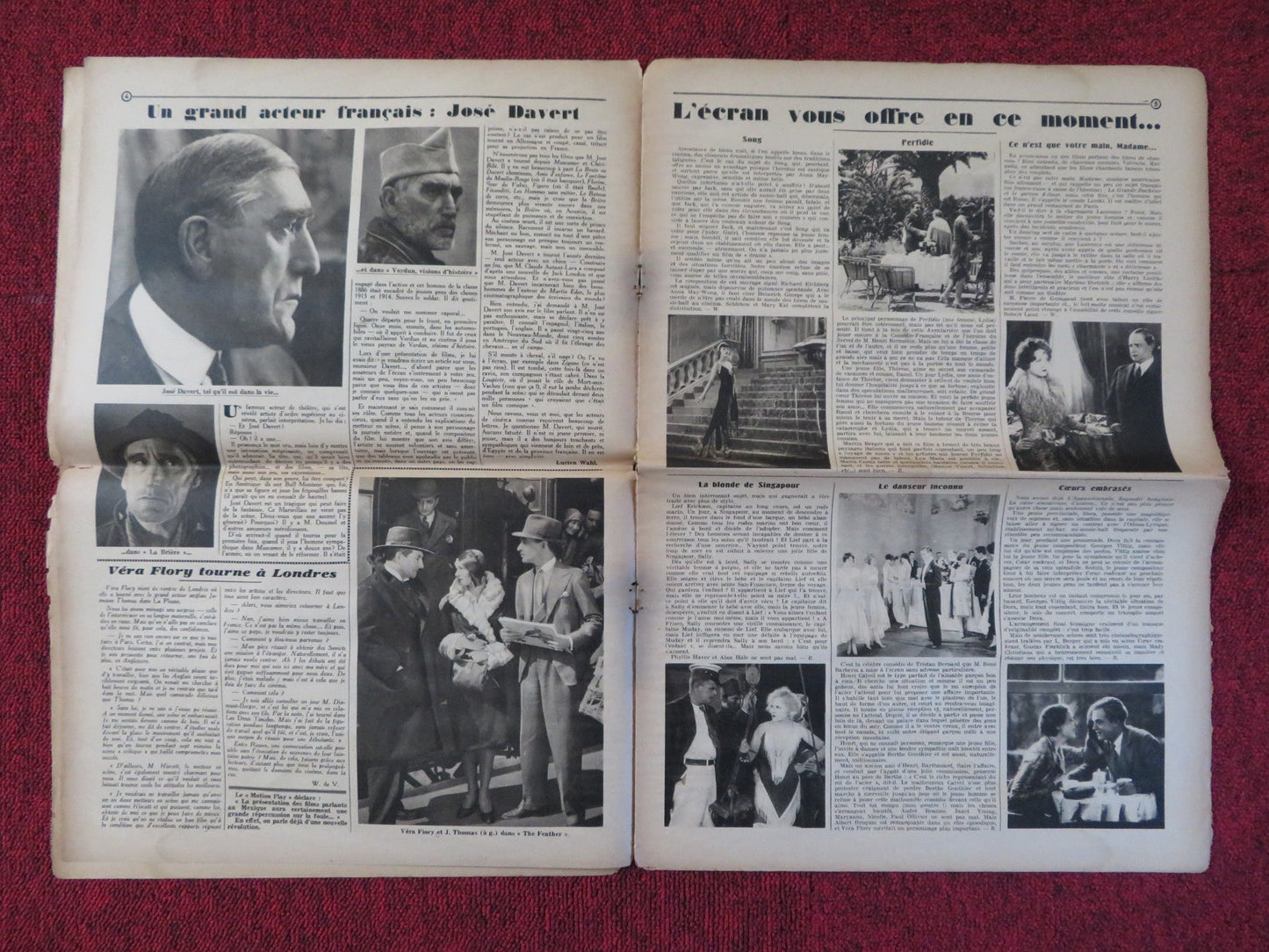 POUR VOUS CINEMA NO. 54 - FRENCH CINEMA + FILM WEEKLY NEWSPAPER DITA PARLO 1929 Rendezvous Cinema Movie posters