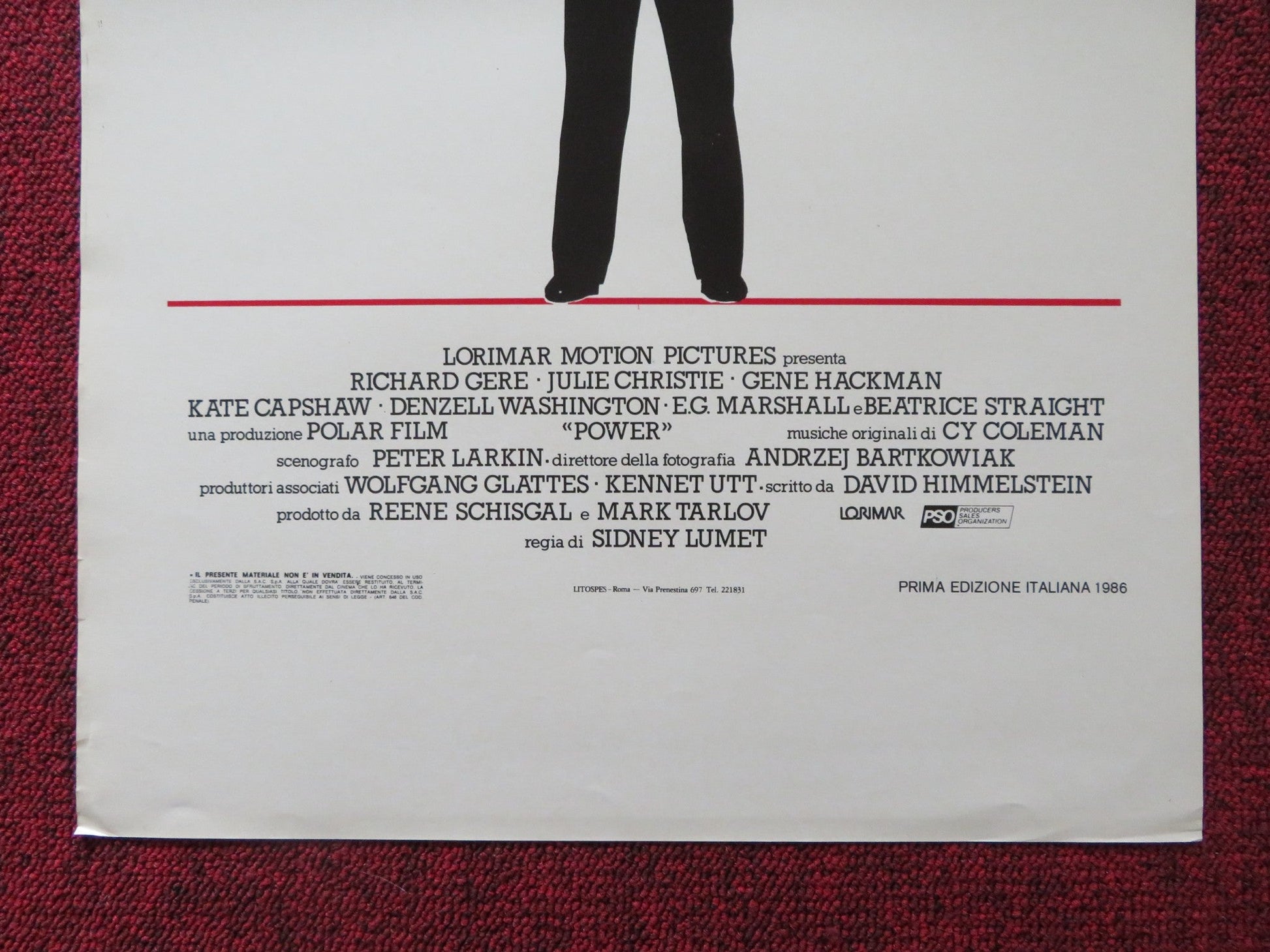 POWER ITALIAN LOCANDINA POSTER RICHARD GERE GENE HACKMAN 1986 Rendezvous Cinema Movie posters