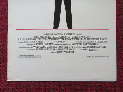 POWER ITALIAN LOCANDINA POSTER RICHARD GERE GENE HACKMAN 1986 Rendezvous Cinema Movie posters