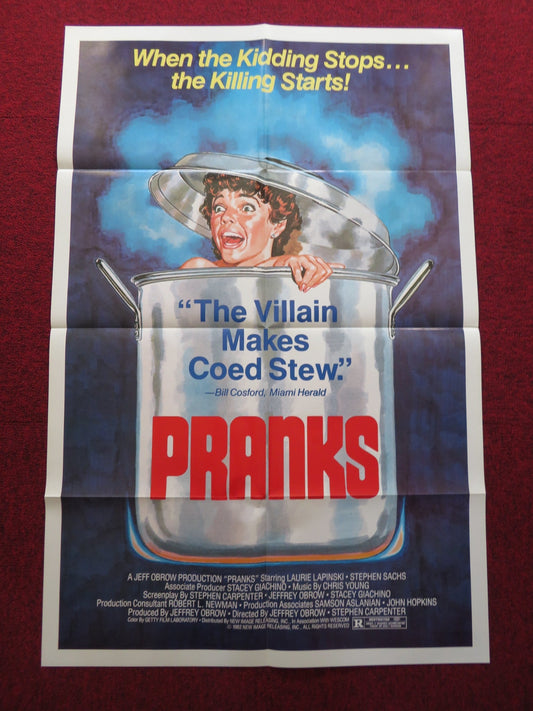 PRANKS / The Dorm That Dripped Blood FOLDED US ONE SHEET POSTER L. LAPINSKI 1982 Rendezvous Cinema Movie posters