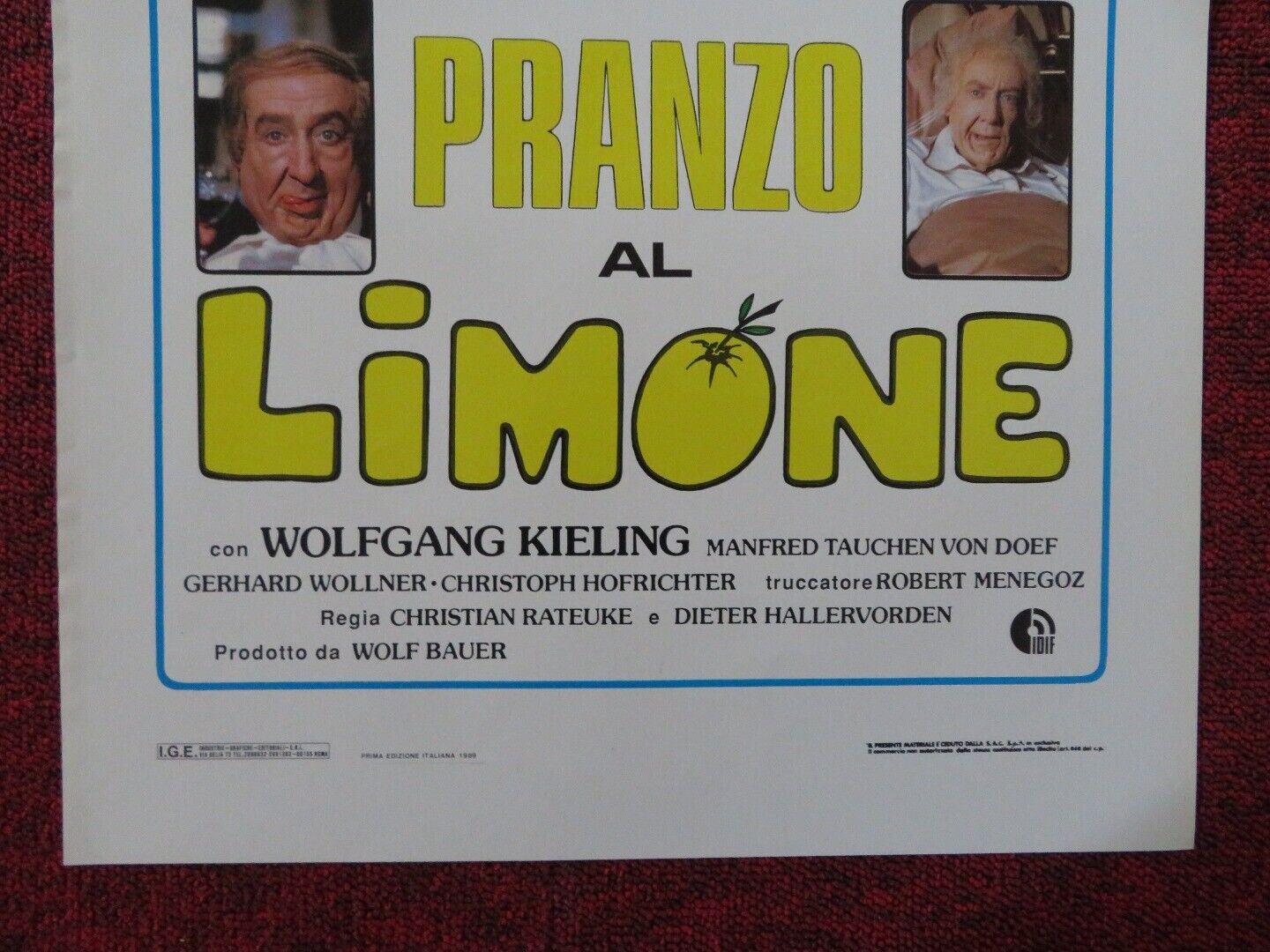 PRANZO AL LIMONE ITALIAN LOCANDINA (27.5"x13") POSTER DIETER HALLERVORDEN 1989 Rendezvous Cinema Movie posters