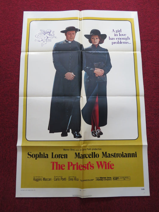 PRIEST'S WIFE FOLDED US ONE SHEET POSTER SOPHIA LOREN MARCELLO MASTROIANNI 1971 Rendezvous Cinema Movie posters