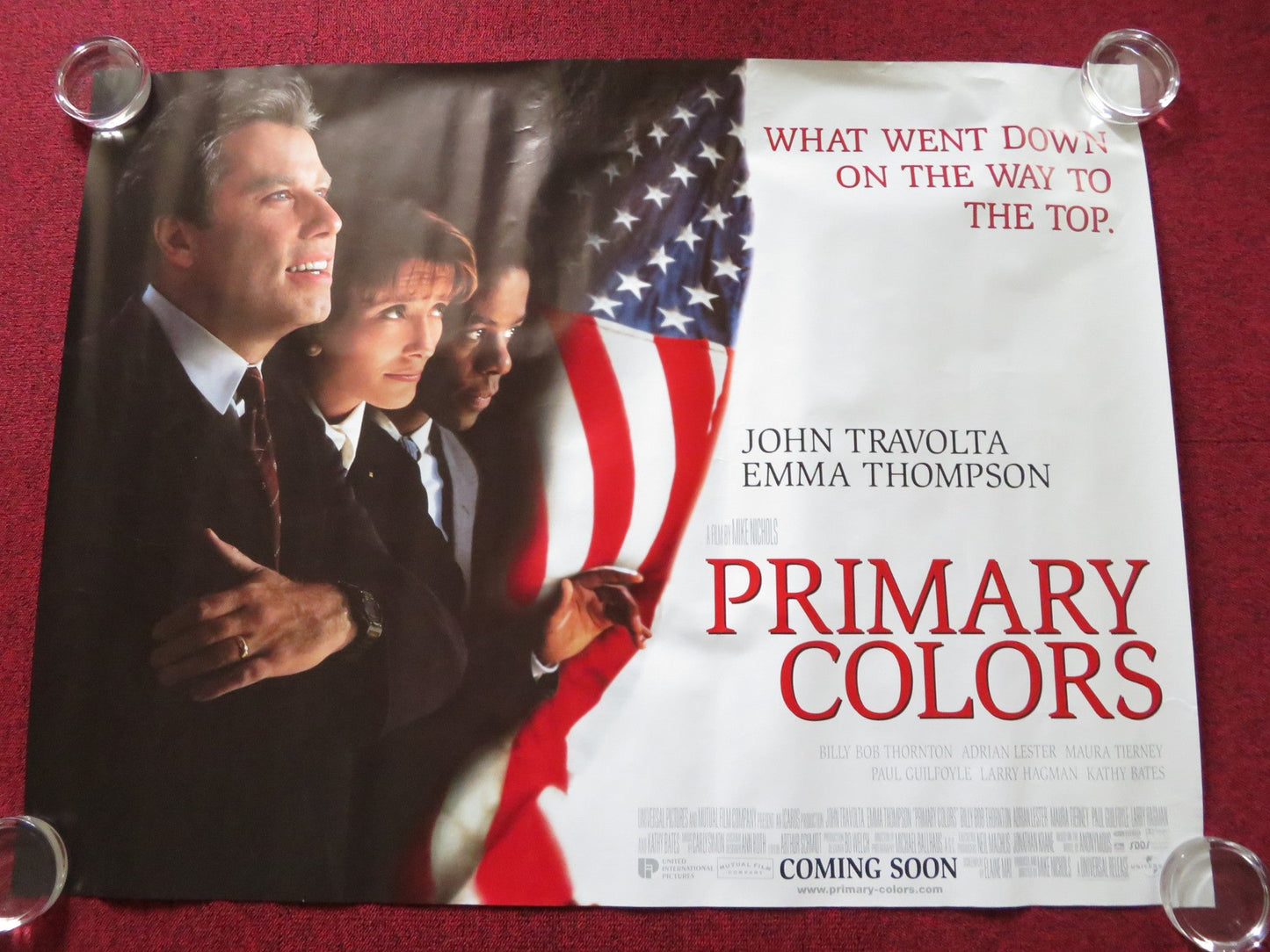 PRIMARY COLORS UK QUAD (30"x 40") ROLLED POSTER JOHN TRAVOLTA EMMA THOMPSON 1998 Rendezvous Cinema Movie posters