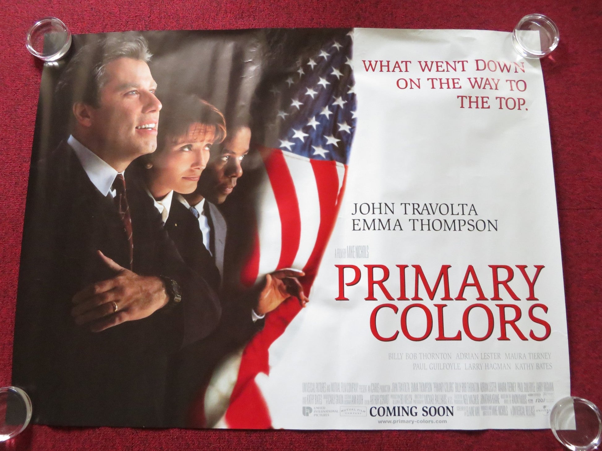 PRIMARY COLORS UK QUAD (30"x 40") ROLLED POSTER JOHN TRAVOLTA EMMA THOMPSON 1998 Rendezvous Cinema Movie posters