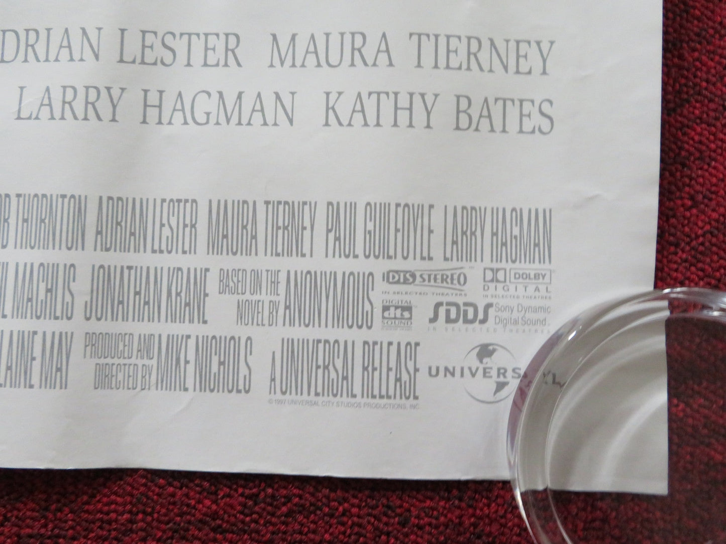 PRIMARY COLORS UK QUAD (30"x 40") ROLLED POSTER JOHN TRAVOLTA EMMA THOMPSON 1998 Rendezvous Cinema Movie posters