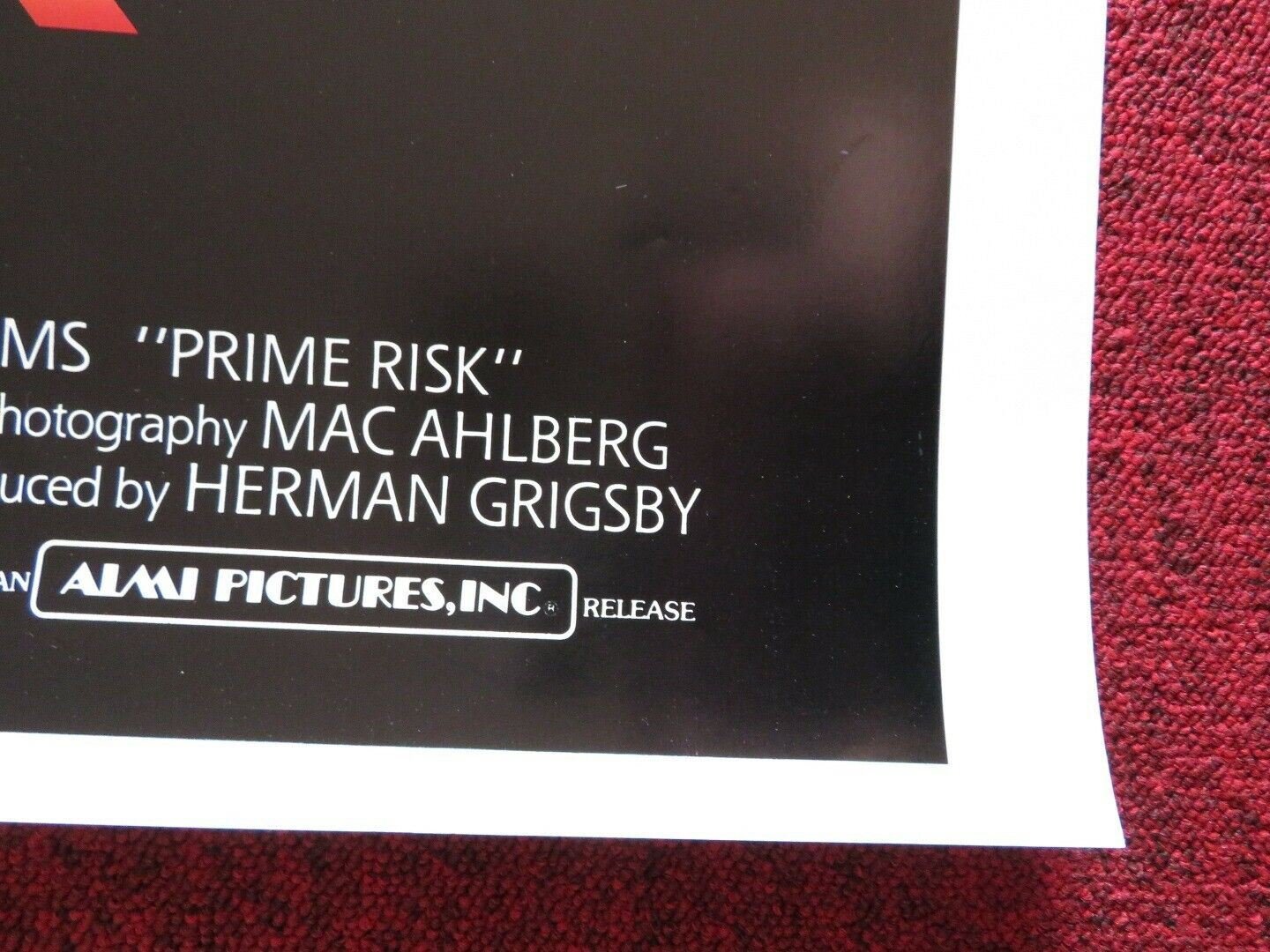 PRIME RISK US ONE SHEET ROLLED POSTER LEE MONTGOMERY TONI HUDSON 1985 - Rendezvous Cinema