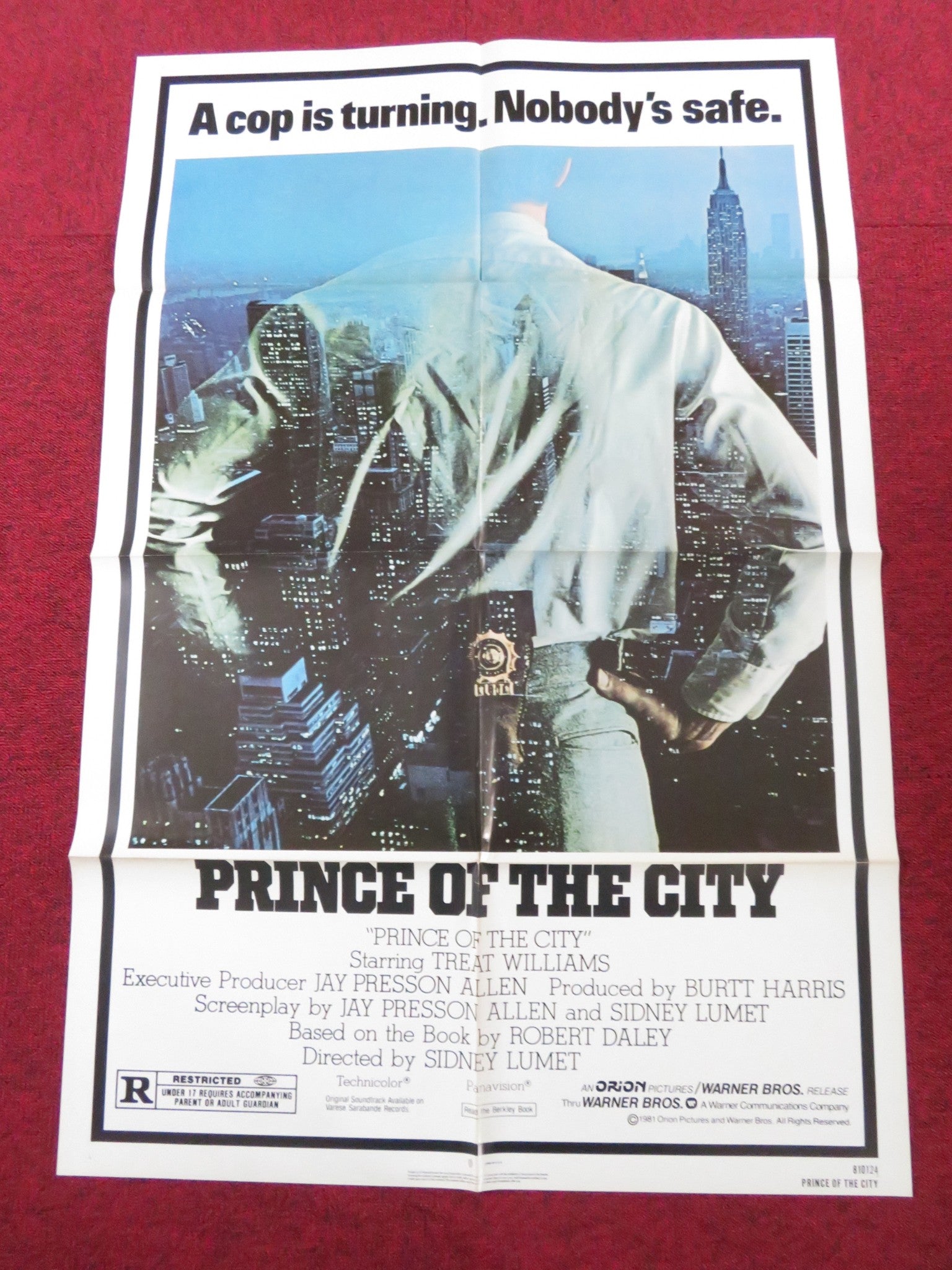 PRINCE OF THE CITY - B FOLDED US ONE SHEET POSTER TREAT WILLIAMS ORBACH 1981 Rendezvous Cinema Movie posters