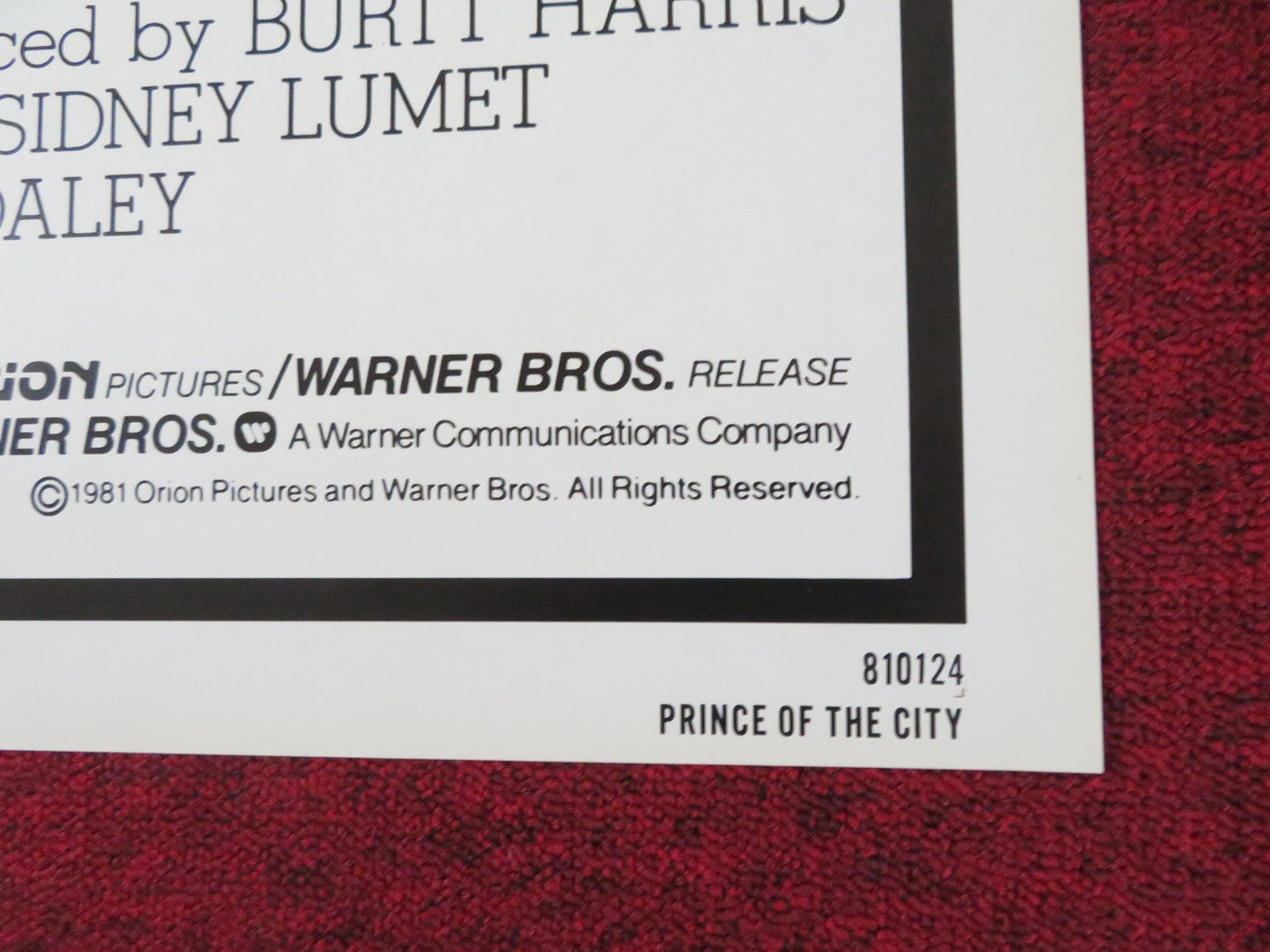 PRINCE OF THE CITY - B FOLDED US ONE SHEET POSTER TREAT WILLIAMS ORBACH 1981 Rendezvous Cinema Movie posters