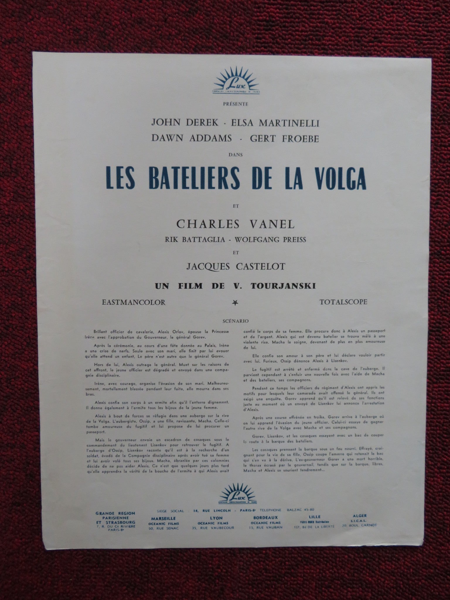 PRISONER OF THE VOLGA FRENCH FLYER JOHN DEREK ELSA MARTINELLI 1959 Rendezvous Cinema Movie posters