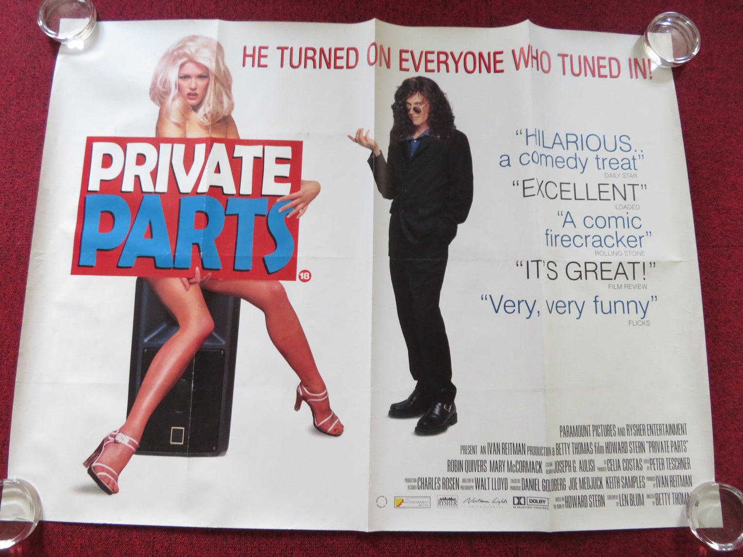 PRIVATE PARTS UK QUAD ROLLED POSTER HOWARD STERN ROBIN QUIVERS 1997 Rendezvous Cinema Movie posters