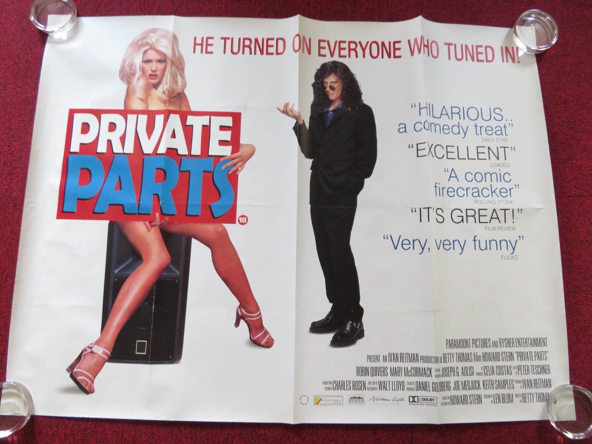 PRIVATE PARTS UK QUAD ROLLED POSTER HOWARD STERN ROBIN QUIVERS 1997 Rendezvous Cinema Movie posters