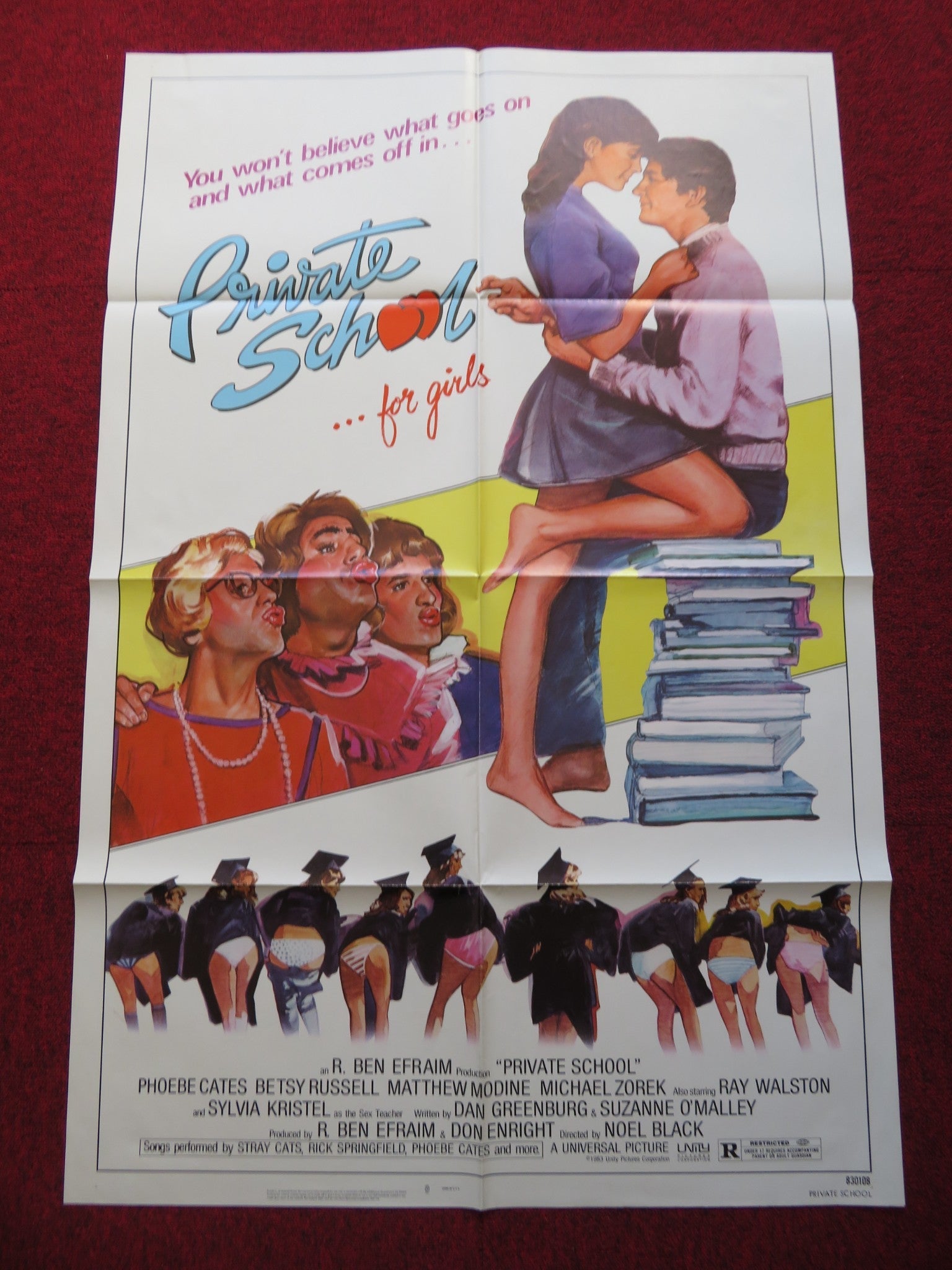 PRIVATE SCHOOL FOLDED US ONE SHEET POSTER PHOEBE CATES BETSY RUSSELL 1983 Rendezvous Cinema Movie posters