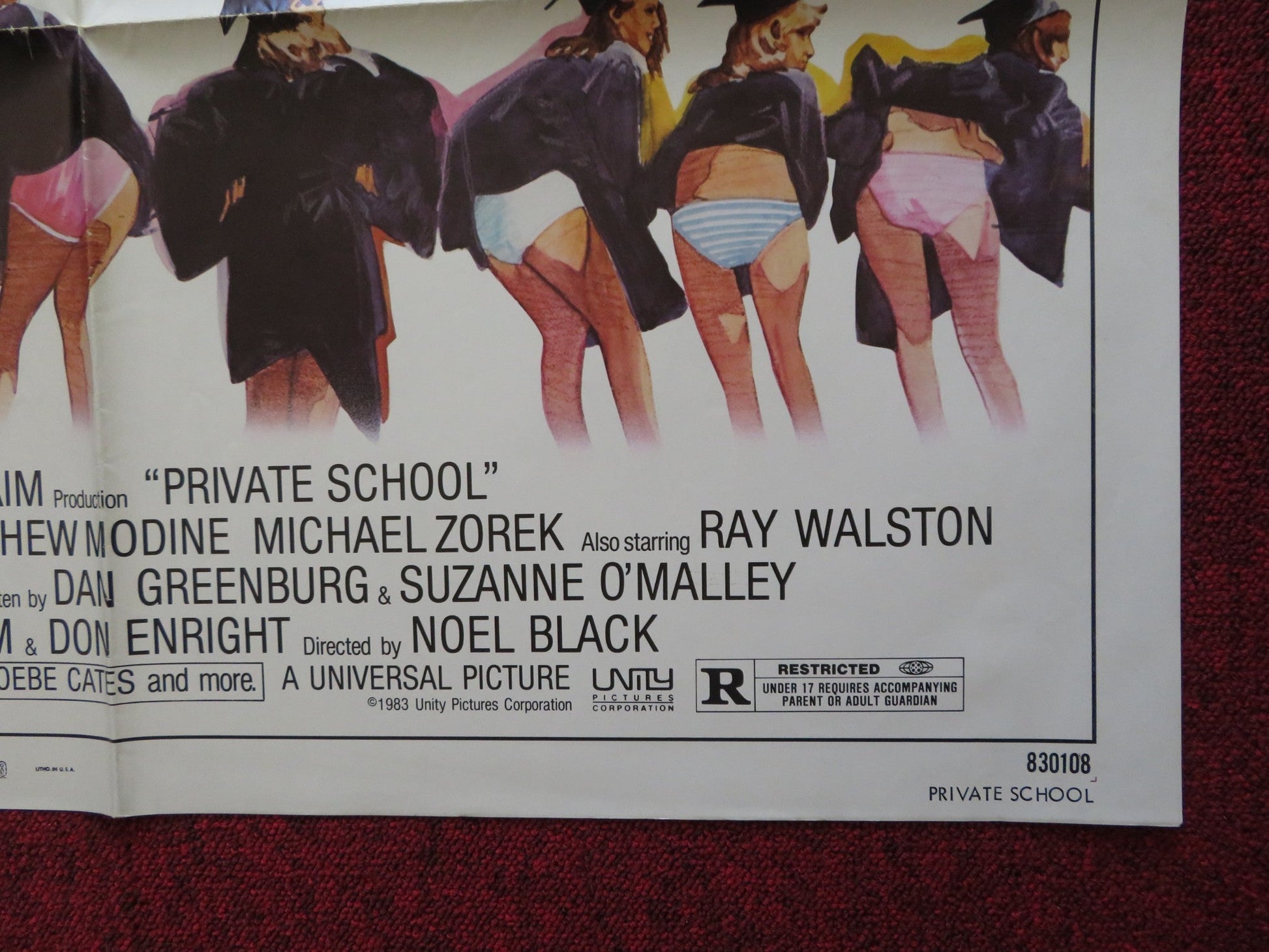 PRIVATE SCHOOL FOLDED US ONE SHEET POSTER PHOEBE CATES BETSY RUSSELL 1983 Rendezvous Cinema Movie posters