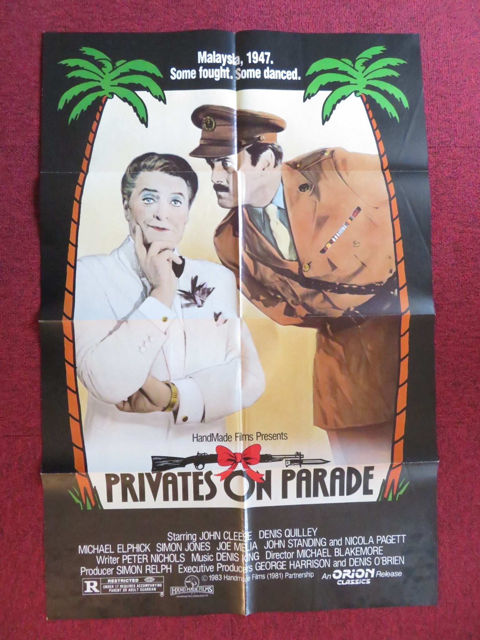 PRIVATES ON PARADE FOLDED US ONE SHEET POSTER JOHN CLEESE DENIS QUILLEY 1983 Rendezvous Cinema Movie posters