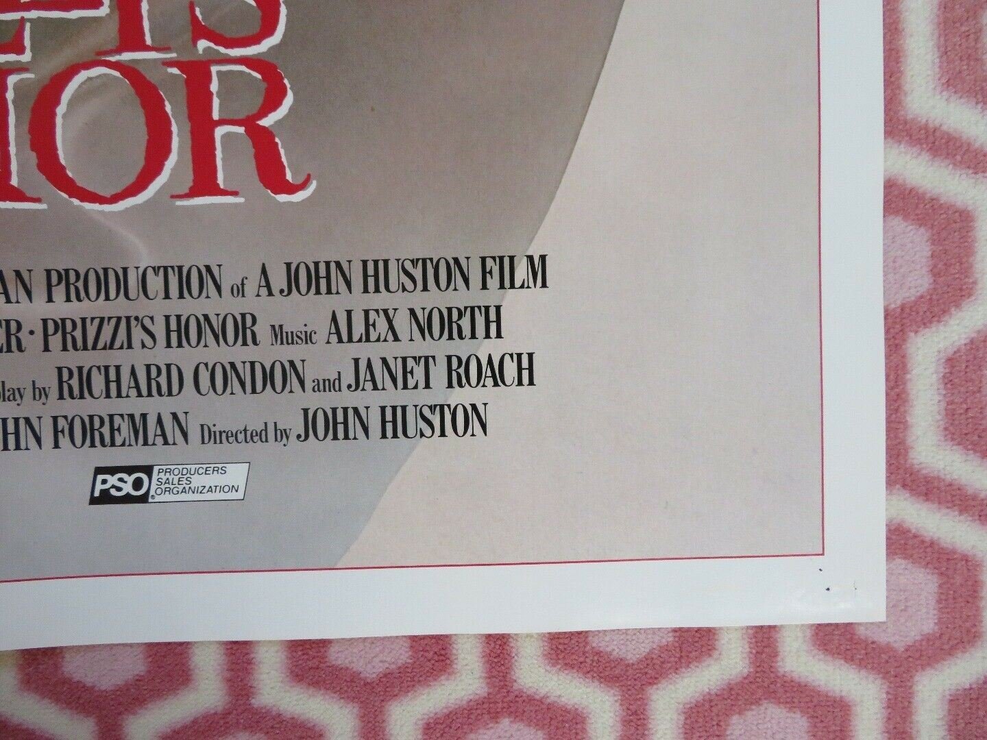 PRIZZI'S HONOR FOLDED US ONE SHEET POSTER JACK NICHOLSON KATHLEEN TURNER 1985 Movie posters