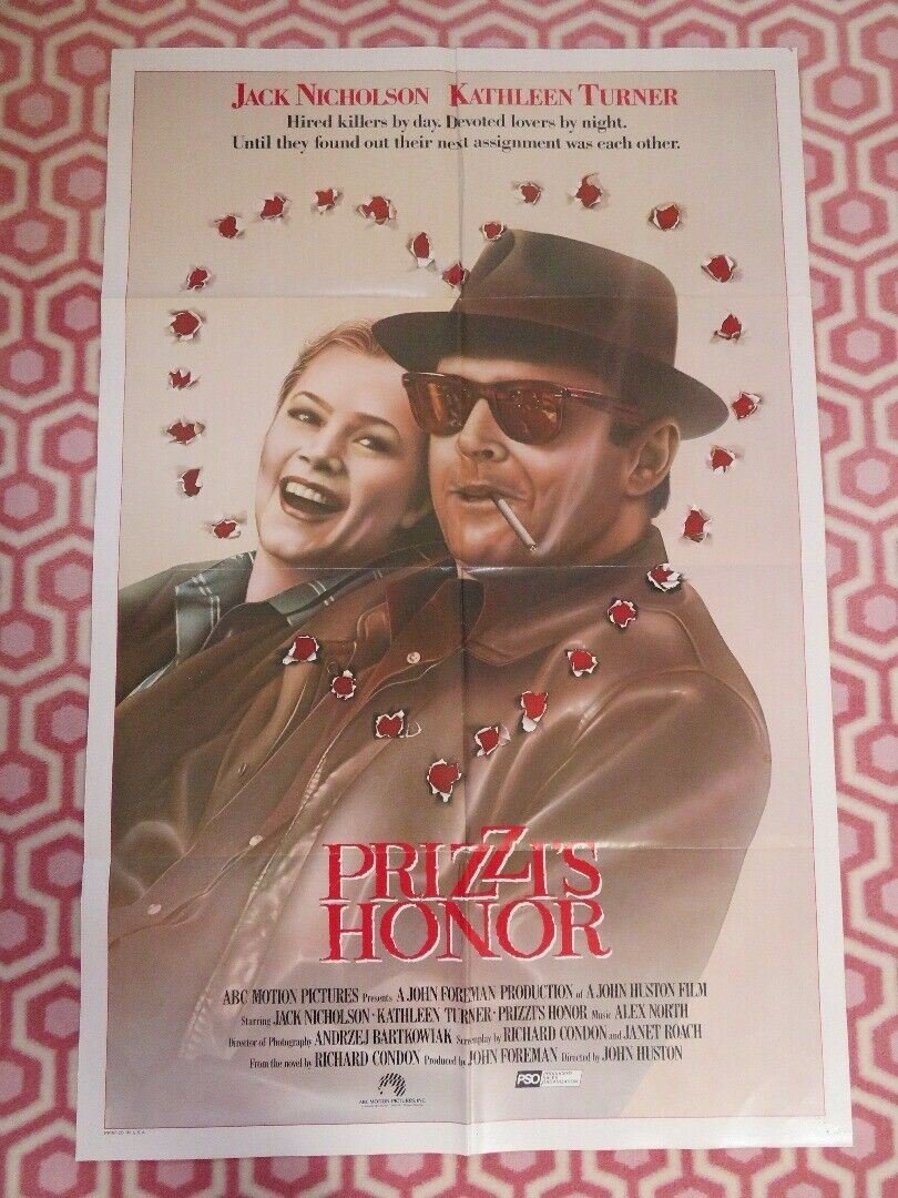 PRIZZI'S HONOR FOLDED US ONE SHEET POSTER JACK NICHOLSON KATHLEEN TURNER 1985 Movie posters