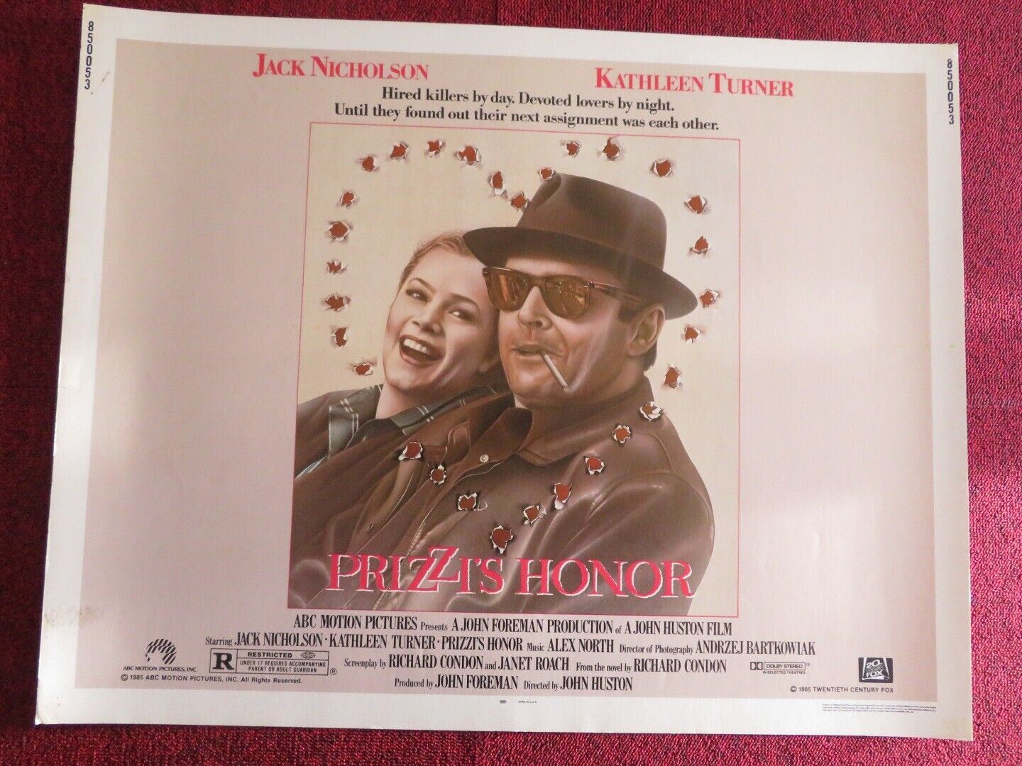 PRIZZI'S HONOR US HALF SHEET (22"x 28") POSTER JACK NICHOLSON 1985 Movie posters