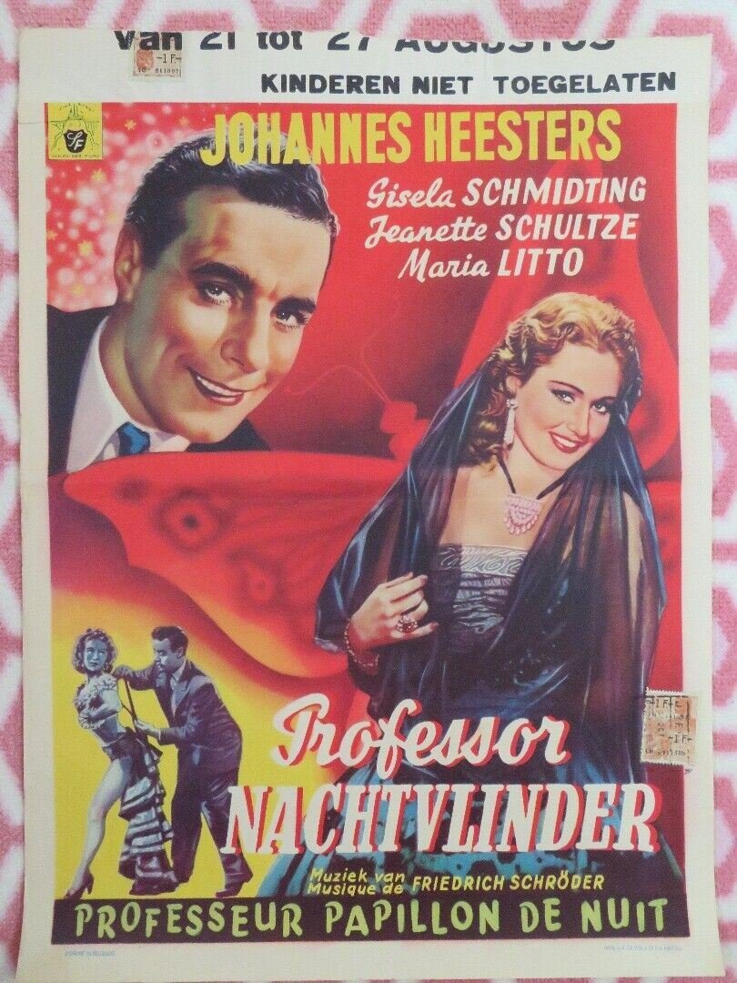 PROFESSOR NACHFALTER/ PROFESSOE NACHTVLINDER BELGIUM (19"x 14") POSTER 1951 Movie posters
