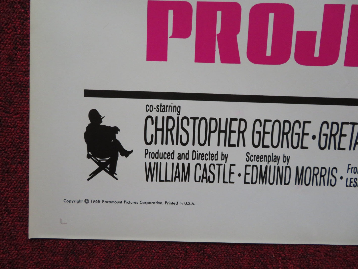 PROJECT X FOLDED US ONE SHEET POSTER CHRISTOPHER GEORGE GRETA BALDWIN 1968 Rendezvous Cinema Movie posters