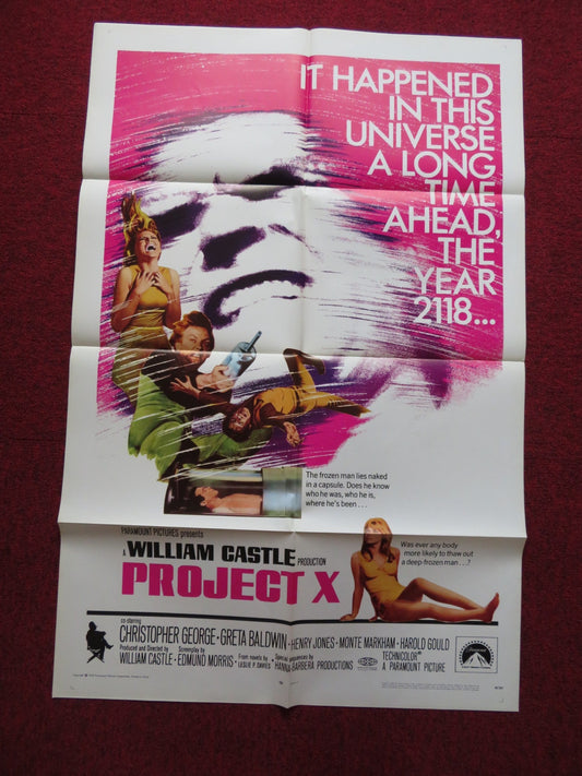 PROJECT X FOLDED US ONE SHEET POSTER CHRISTOPHER GEORGE GRETA BALDWIN 1968 Rendezvous Cinema Movie posters
