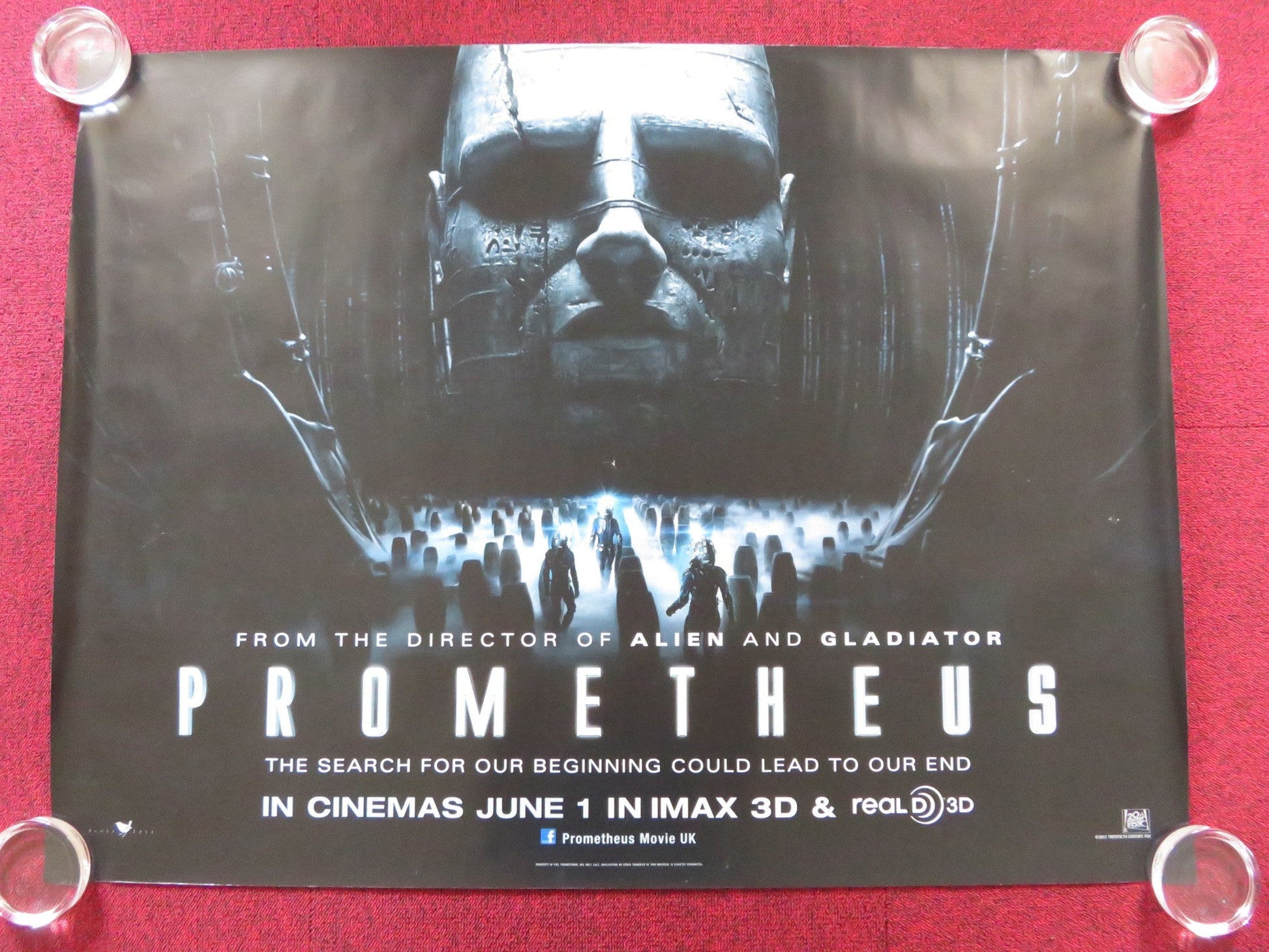 PROMETHEUS UK QUAD (30"x 40") ROLLED POSTER MICHAEL FASSBENDER NOOMI RAPACE 2012 Rendezvous Cinema Movie posters