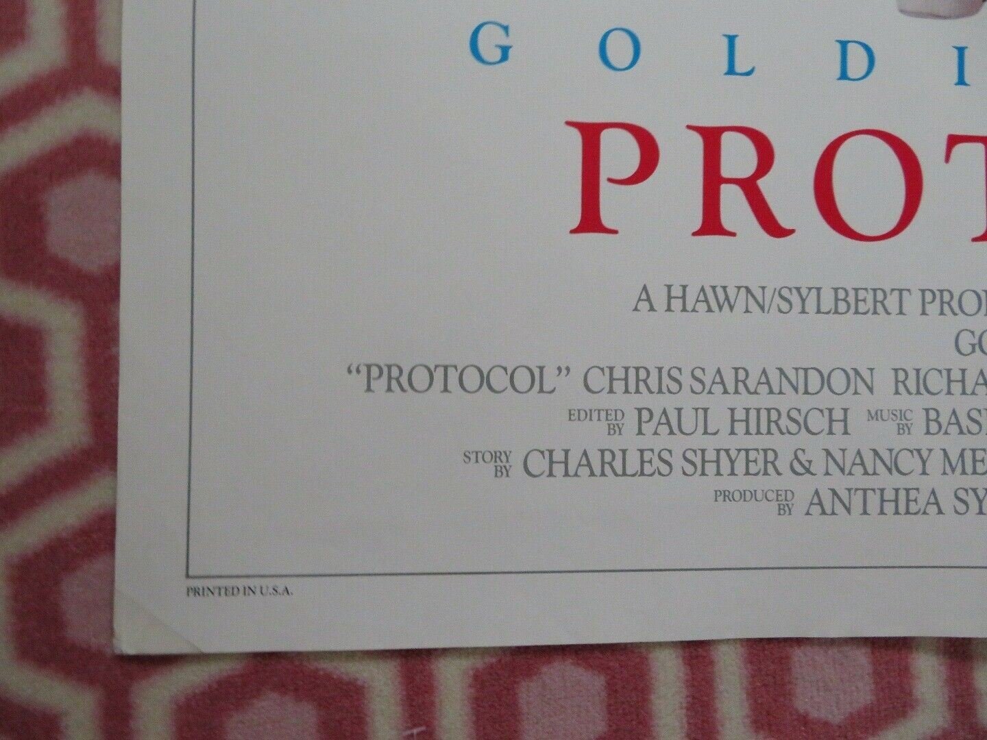PROTOCOL US ONE SHEET POSTER GOLDIE HAWN 1984 Movie posters