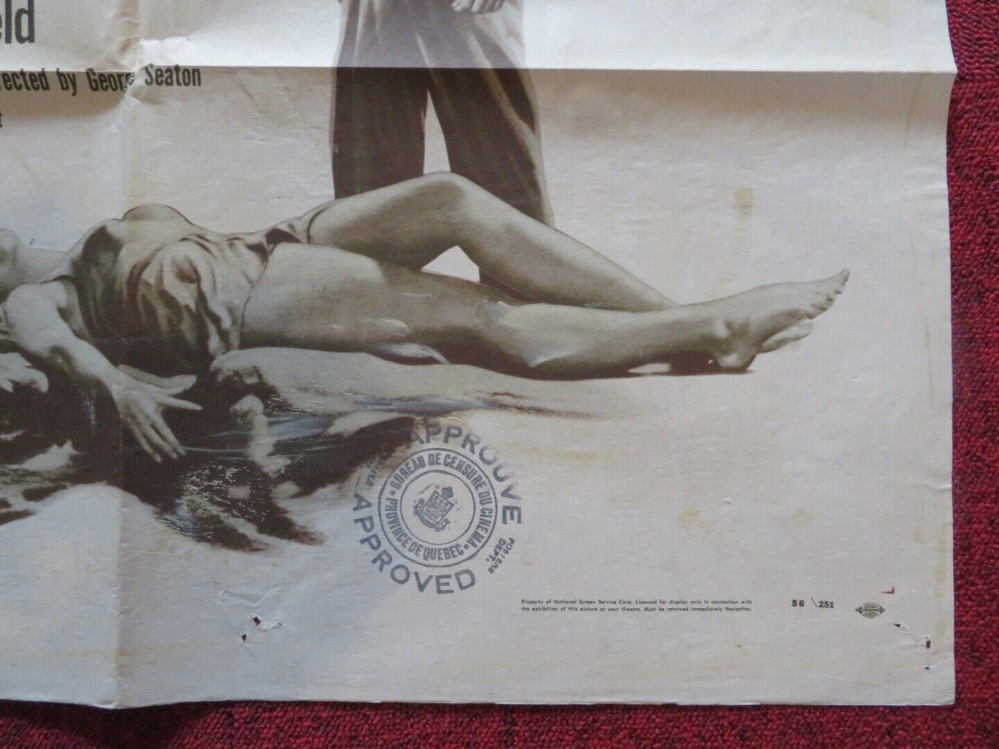 PROUD AND PROFANE FOLDED US ONE SHEET POSTER WILLIAM HOLDEN DEBORAH KERR 1956 Movie posters