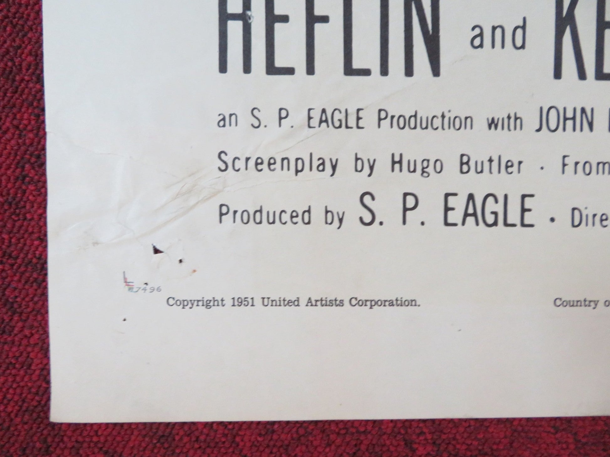 PROWLER FOLDED US ONE SHEET POSTER VAN HEFLIN EVELYN KEYES 1951 Rendezvous Cinema Movie posters