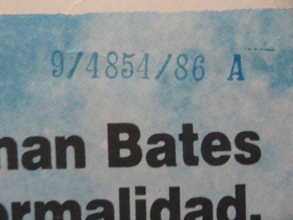 PSYCHO III FOLDED ARGENTINA POSTER ANTHONY PERKINS DIANA SCARWID 1986 - Rendezvous Cinema