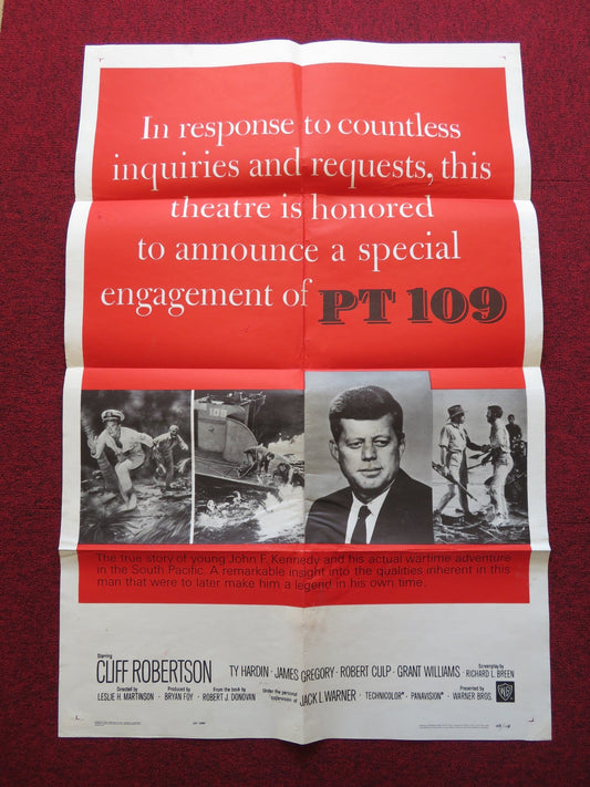 PT 109 FOLDED US ONE SHEET POSTER CLIFF ROBERTSON TY HARDIN 1963 Rendezvous Cinema Movie posters