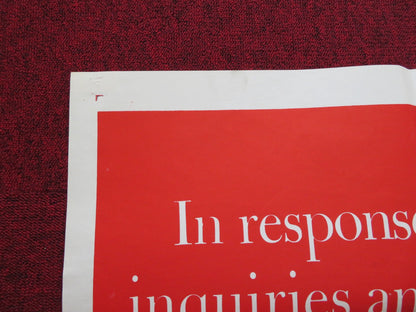 PT 109 FOLDED US ONE SHEET POSTER CLIFF ROBERTSON TY HARDIN 1963 Rendezvous Cinema Movie posters