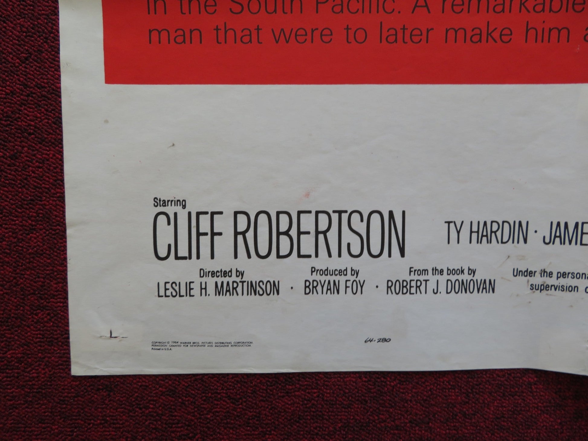 PT 109 FOLDED US ONE SHEET POSTER CLIFF ROBERTSON TY HARDIN 1963 Rendezvous Cinema Movie posters
