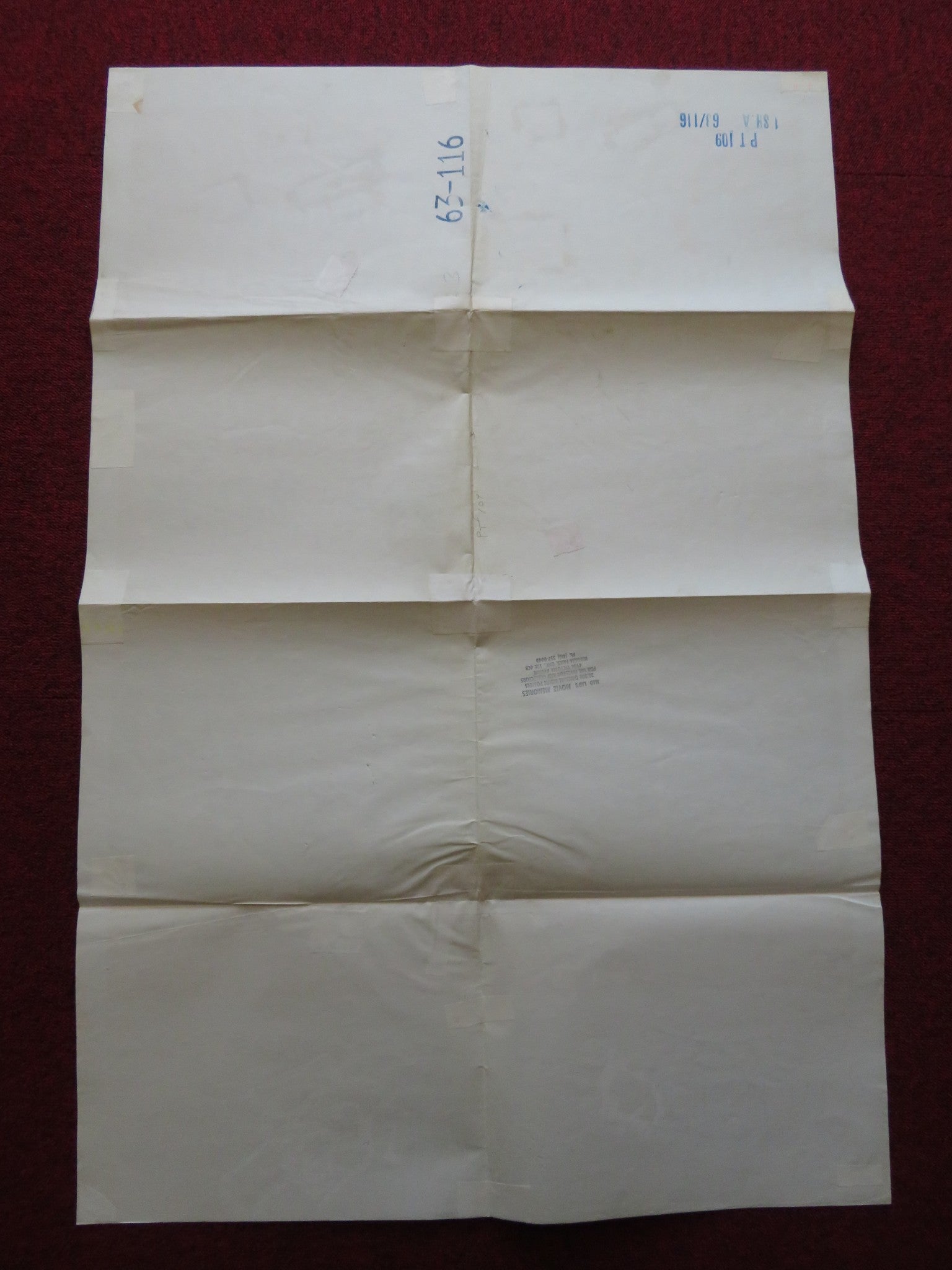 PT 109 FOLDED US ONE SHEET POSTER CLIFF ROBERTSON TY HARDIN 1963 Rendezvous Cinema Movie posters